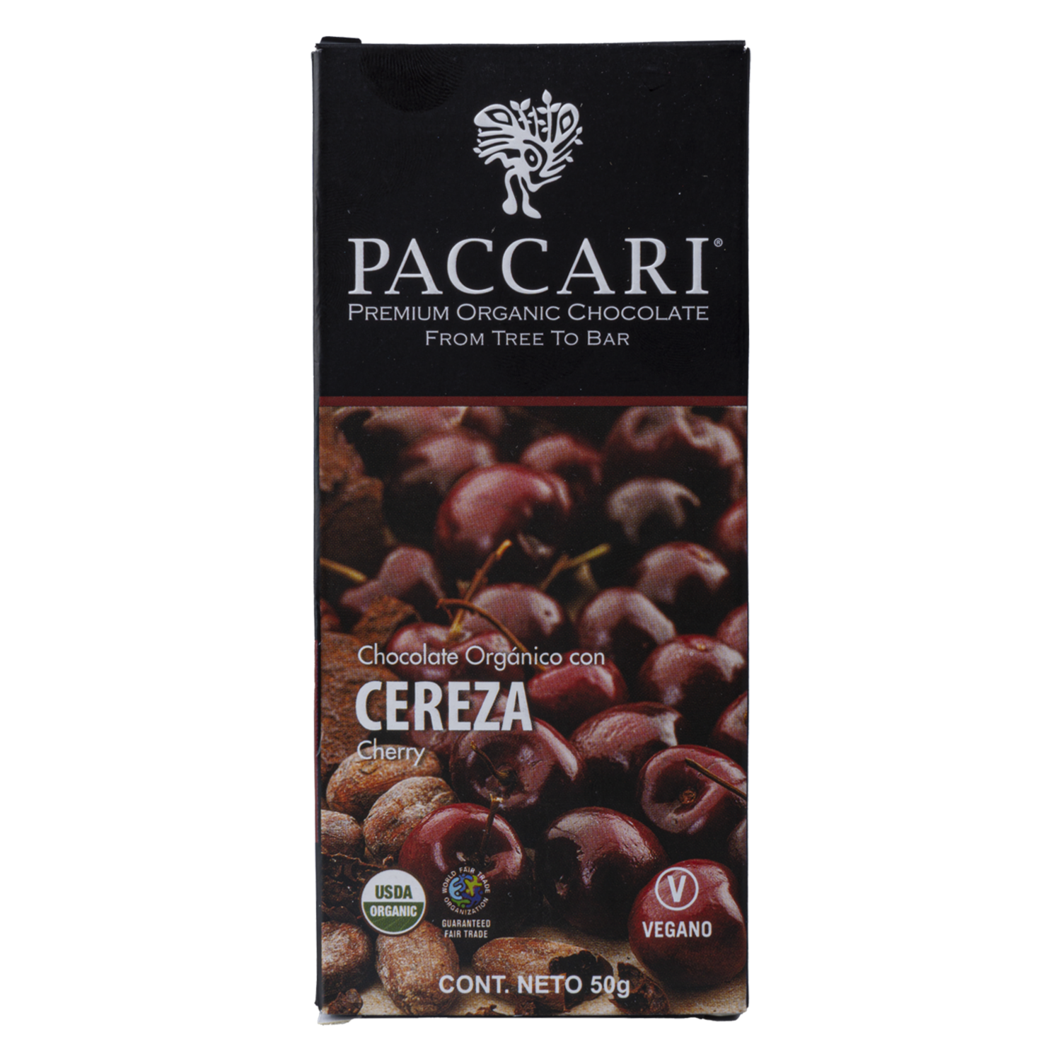 Chocolate Orgánico De Cereza PACCARI 50 G