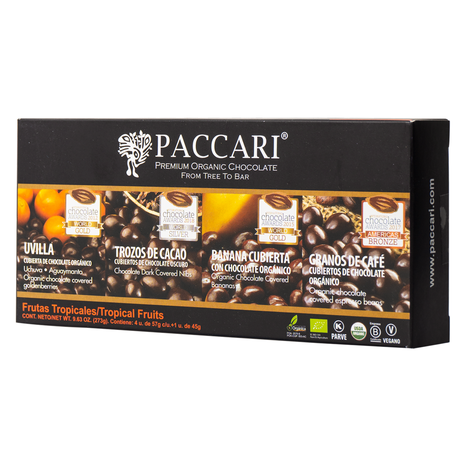 Chocolate Orgánico Caja Regalo Frutas Cubiertas Sl PACCARI 273 g