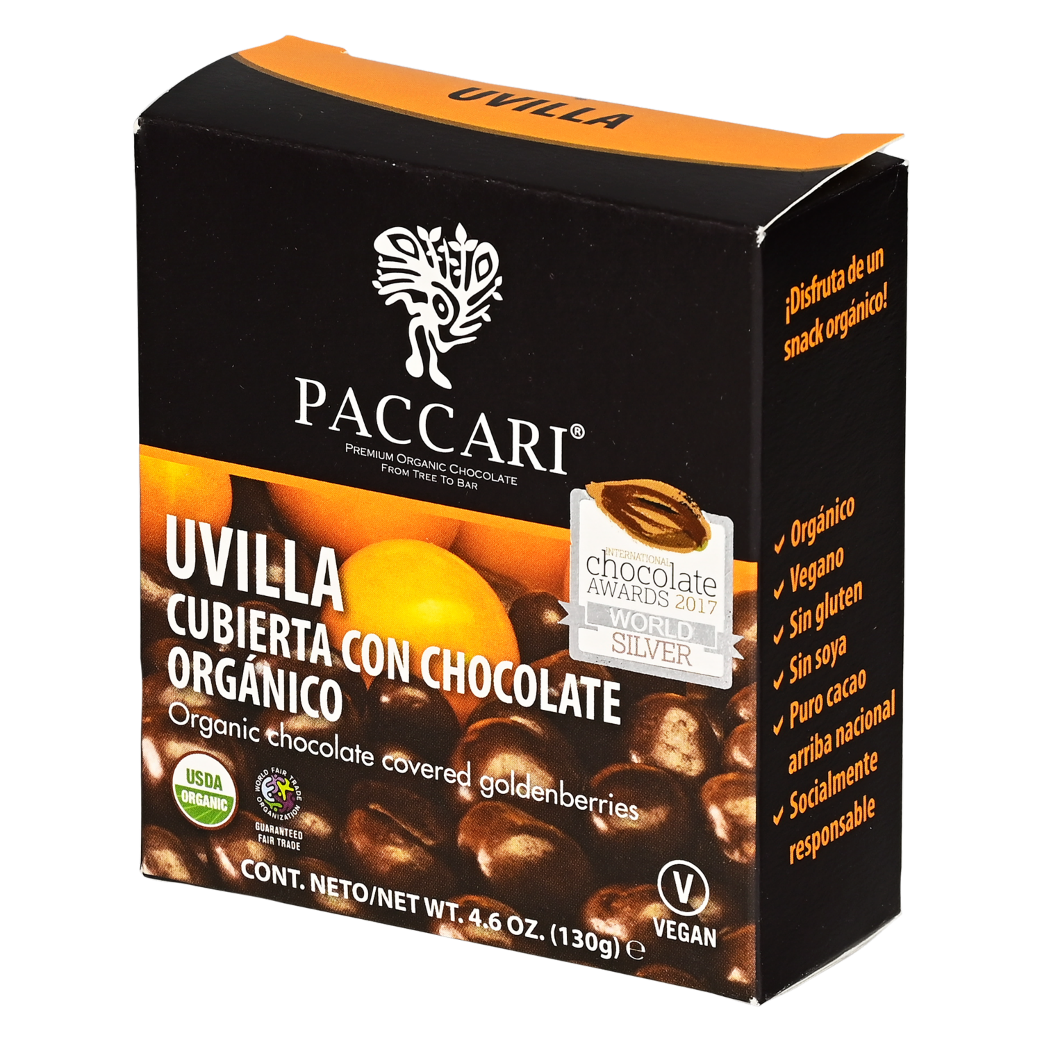 Chocolate De Uvilla Cubierto Con Chocolate PACCARI 130 G