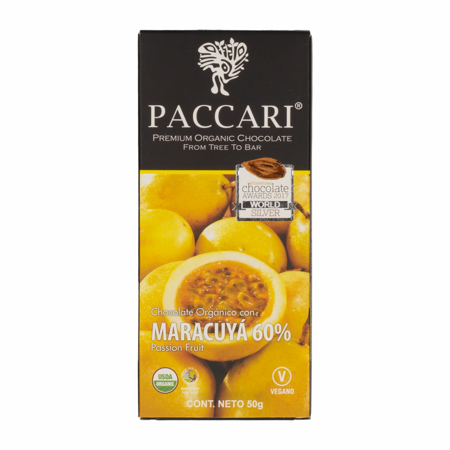 Chocolate Orgánico Maracuyá PACCARI 50 G