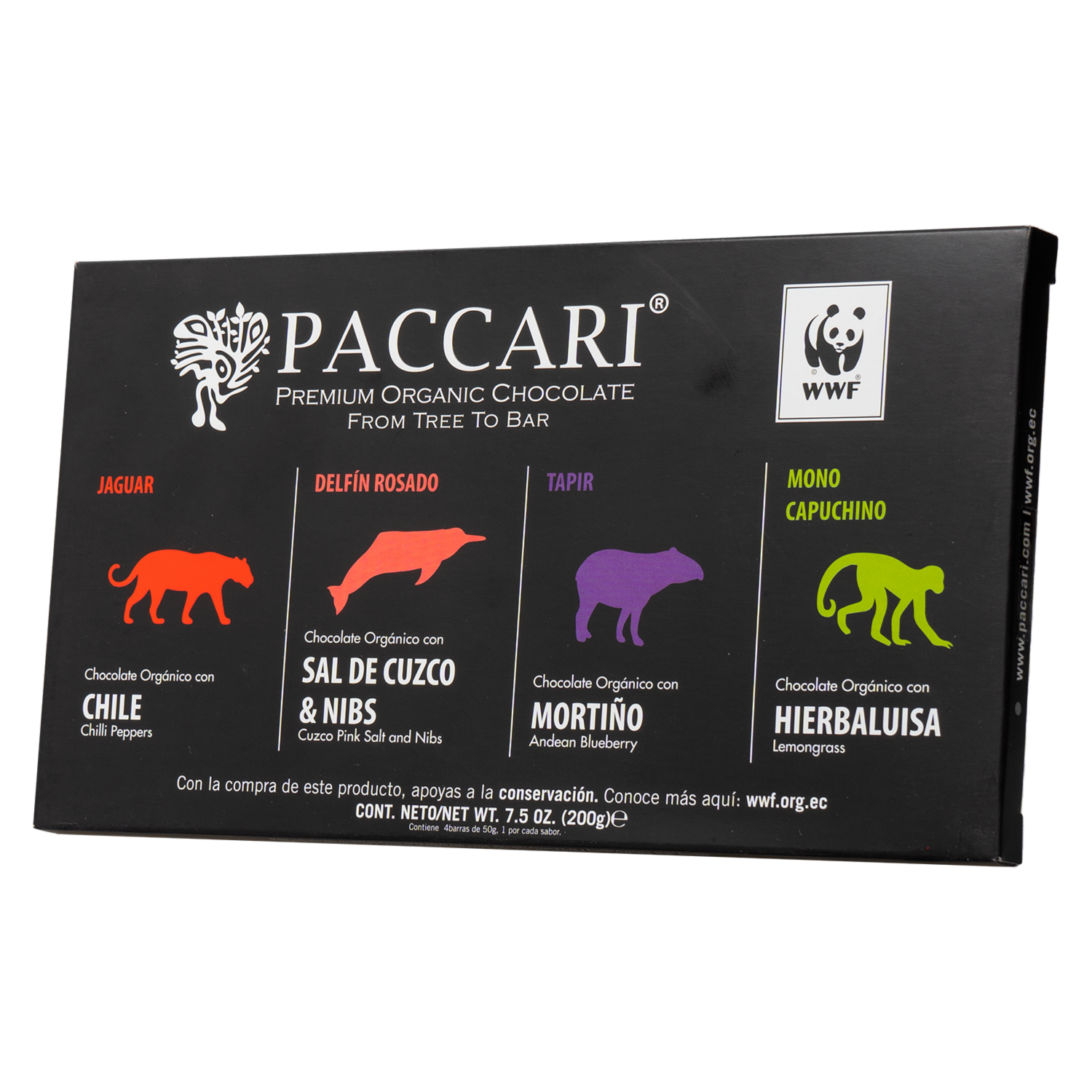 Chocolate Orgánico Wwf Pack Sin Leche PACCARI 4 X 50 g