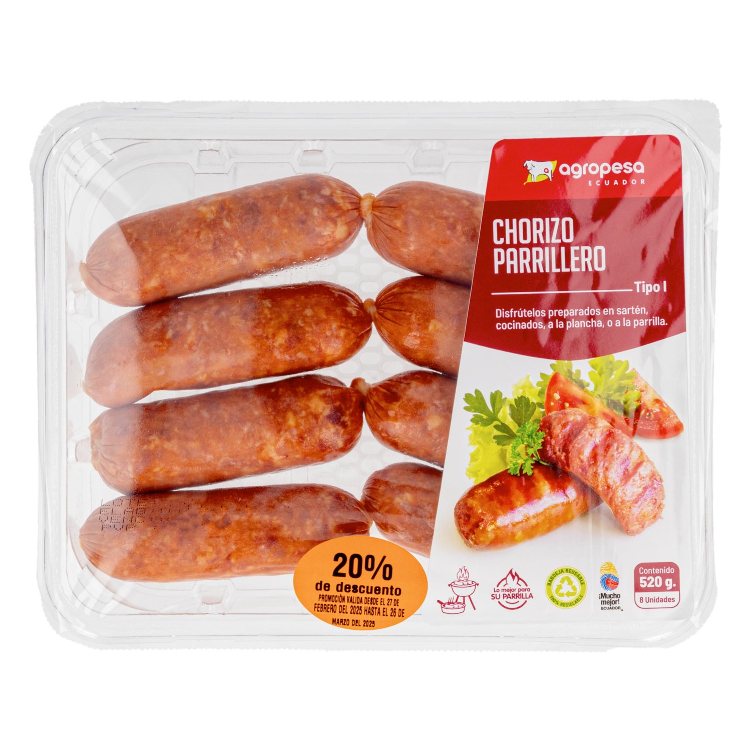 Chorizo Parrillero AGROPESA X 8 Unidades