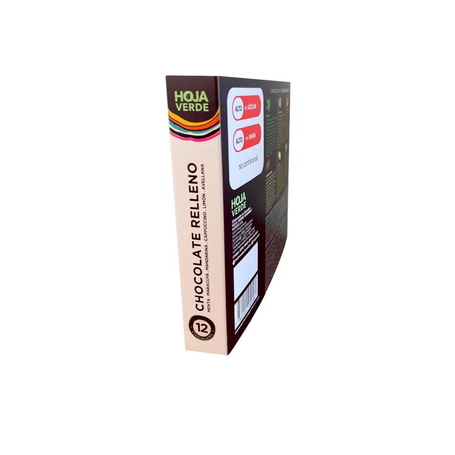 Chocolate En Barra Puro Rellenas Varios Sabores HOJA VERDE Pack 12 X 12 G