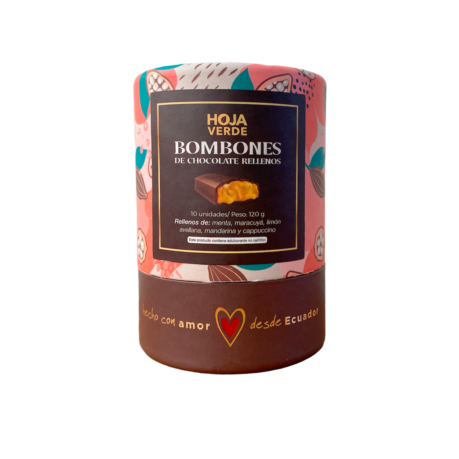 Bombones De Chocolate Puro Rellenos Varios Sabores HOJA VERDE Pack 10 X 12 G