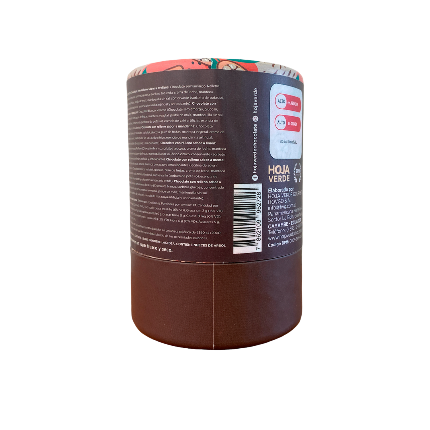 Bombones De Chocolate Puro Rellenos Varios Sabores HOJA VERDE Pack 10 X 12 G