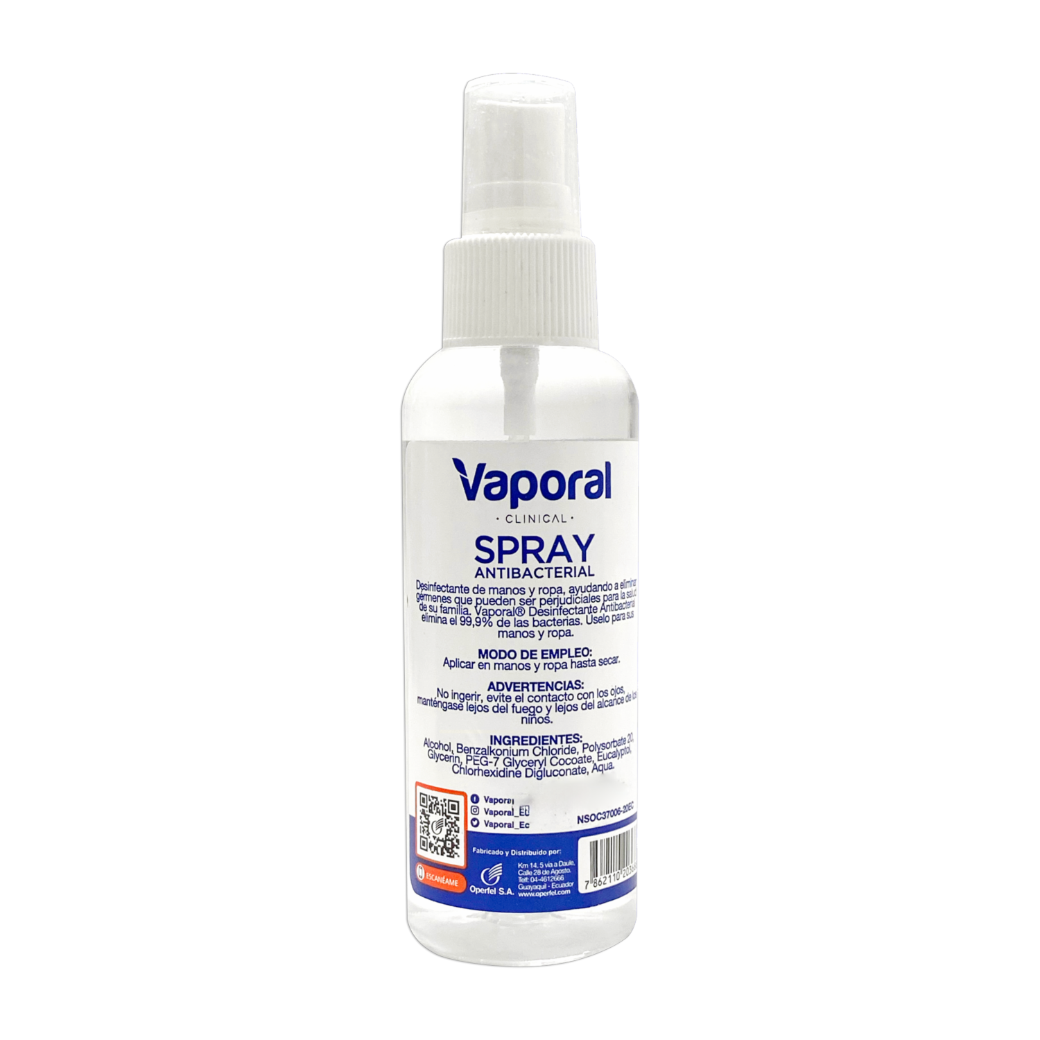 Spray Antibacterial Desinfectante 12 VAPORAL 120 Ml