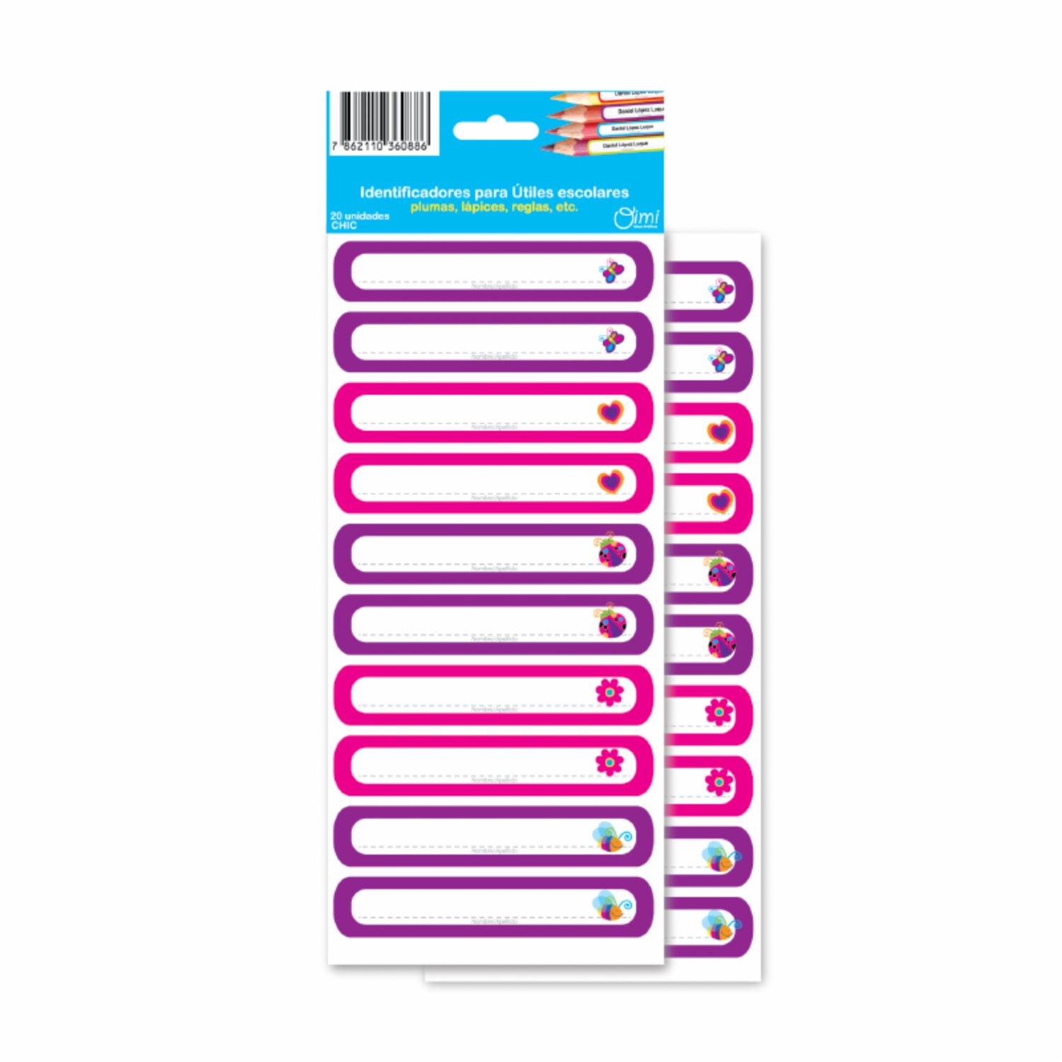 Identificadores Adhesivos De Útiles Escolares Chic OIMI X20 Uds