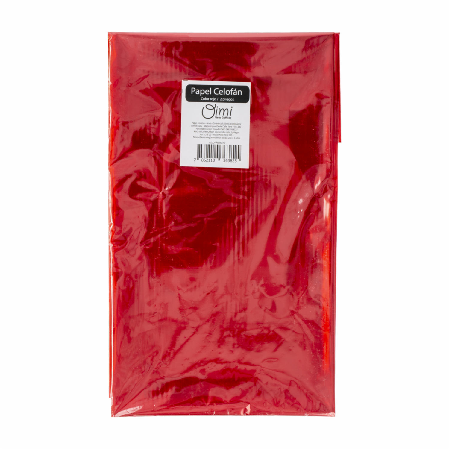 Papel Celofán Color Rojo 110Cm x 96Cm OIMI X2 Uds