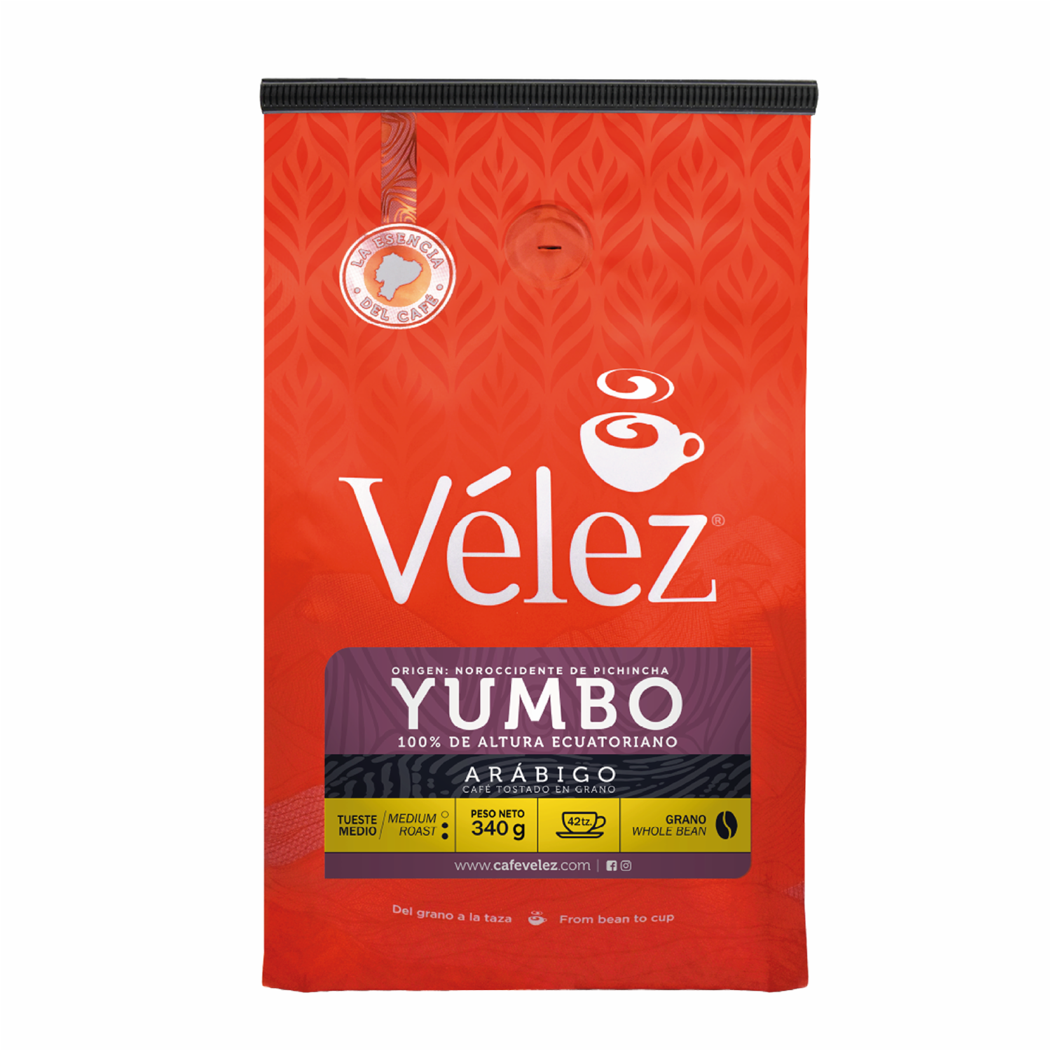 Café Tostado  En Grano Fino Ecuatoriano Yumbo VÉLEZ 340 G