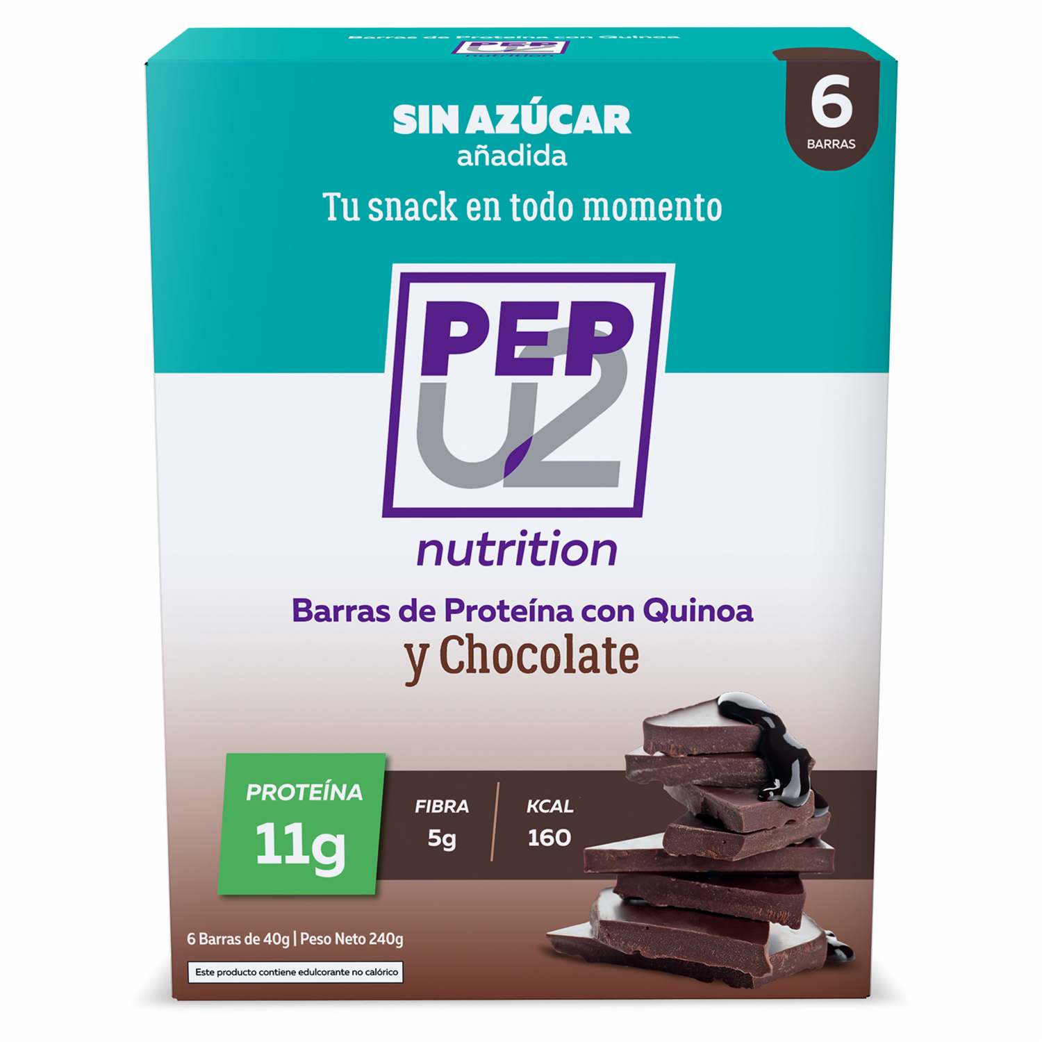 Barra De Proteína Y Fibra Con Quinoa Y Chocolate PEPU2 NUTRITION 6 Uds X 40 G