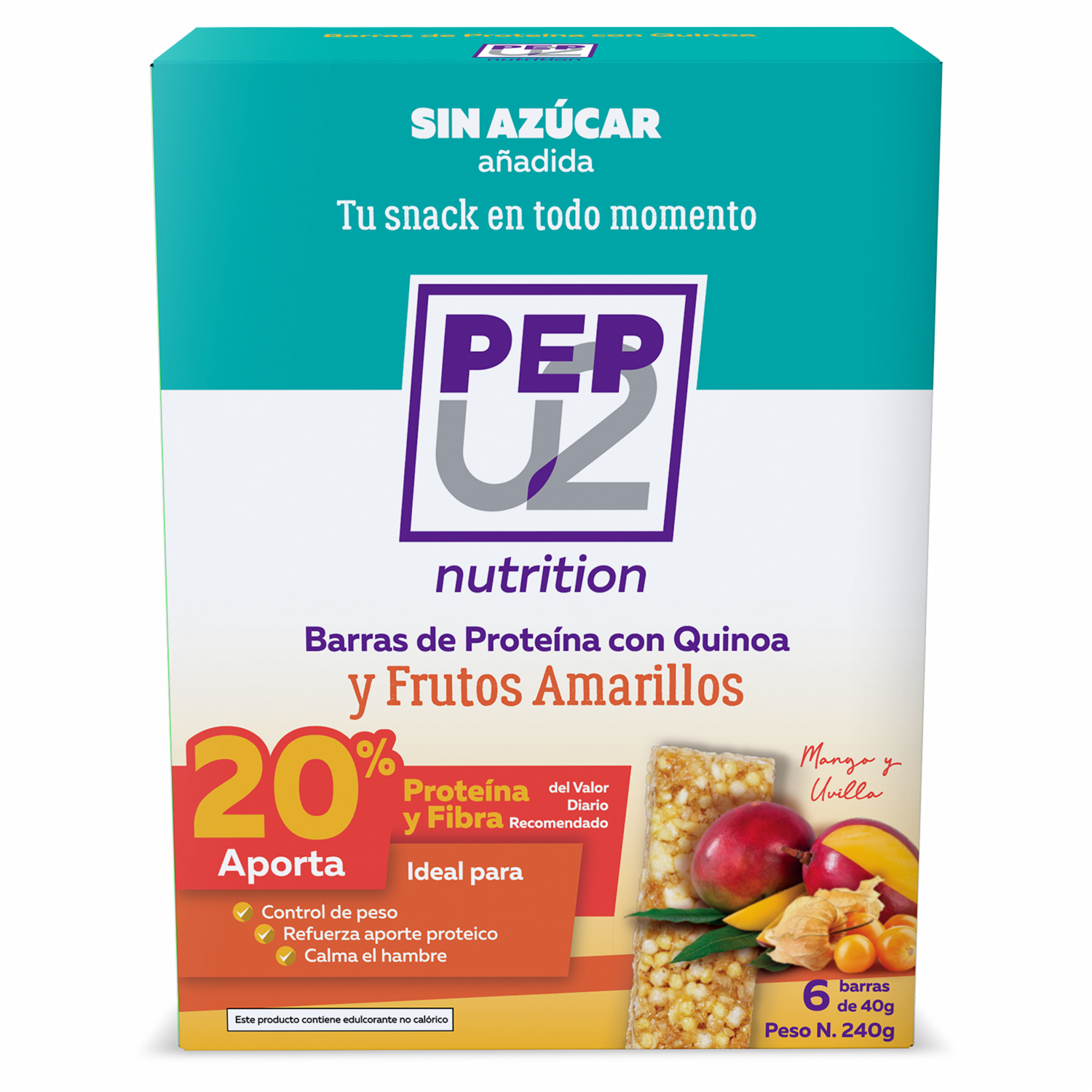 Barra De Proteína Y Fibra Con Quinoa Y Frutos Amarillos PEPU2 NUTRITION 6 Uds X 40 G