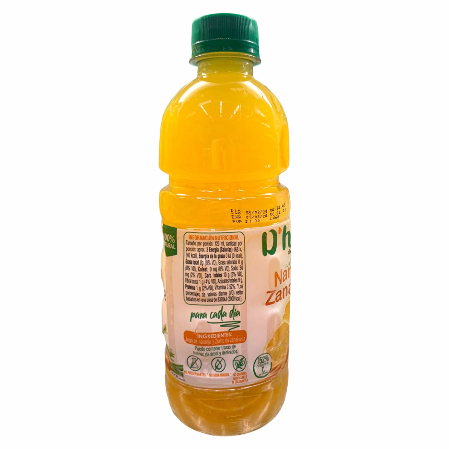 Jugo De Naranja Y Zanahoria 152 % Vitamina C D`HOY 355 Ml