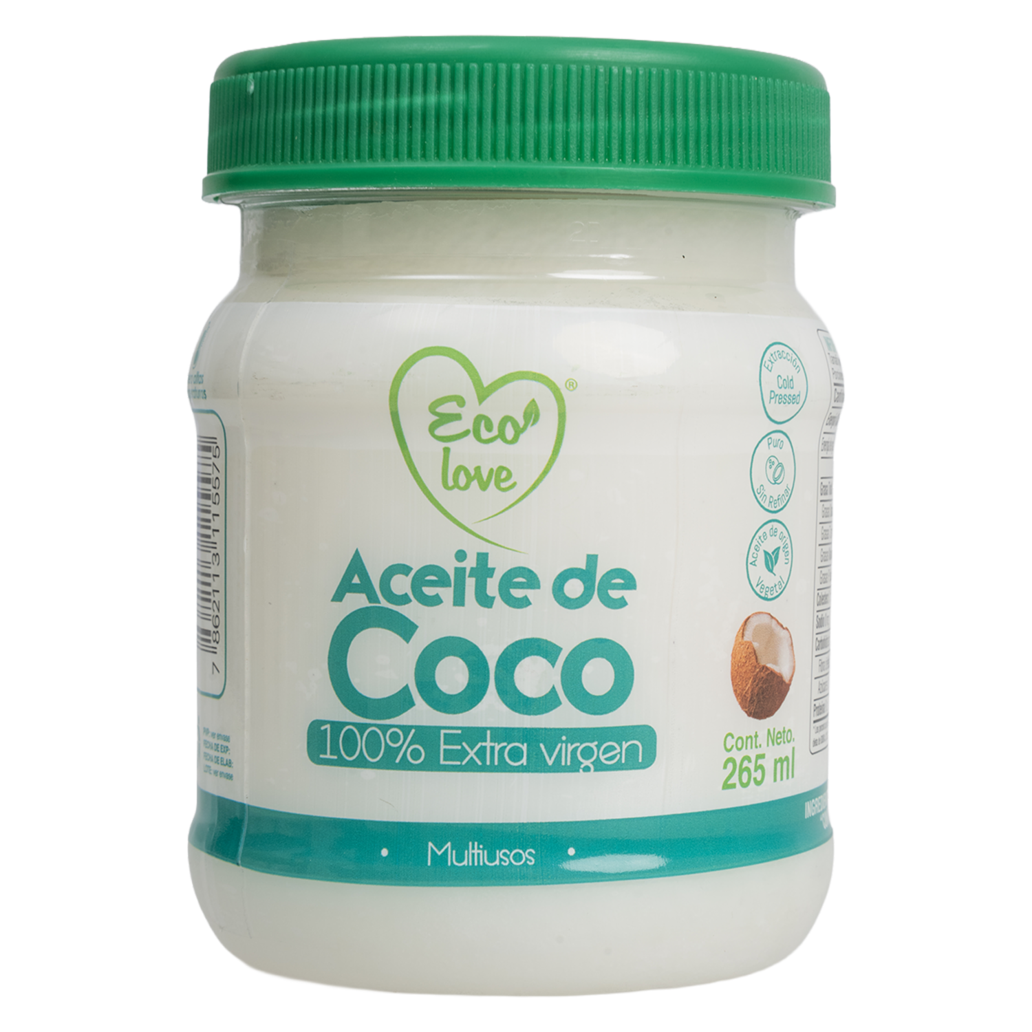 Aceite De Coco Extra Virgen ECOLOVE 265 Ml
