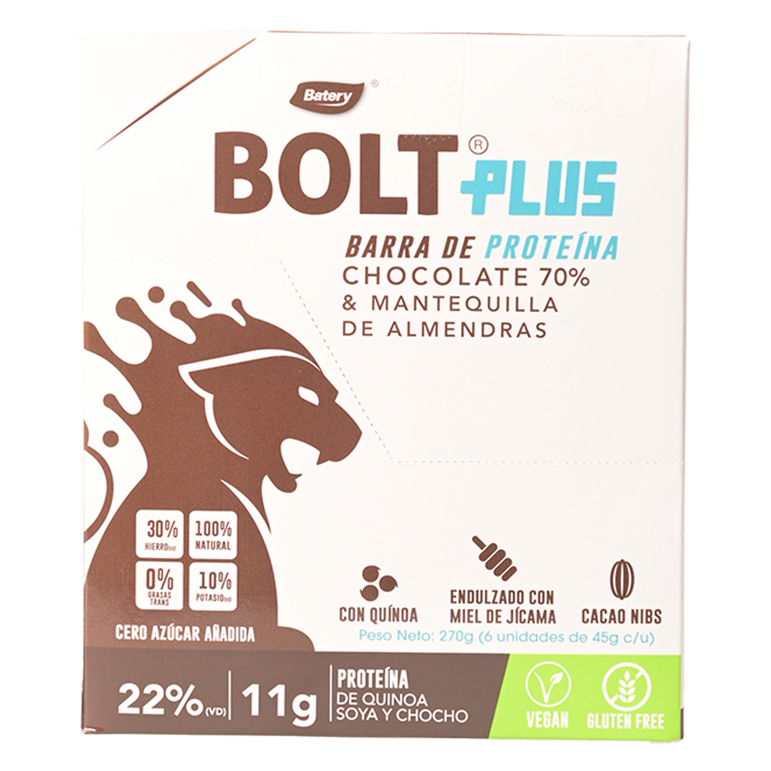 Barra De Cereal Plus Chocolate Maní Y Almendra BOLT 270 G