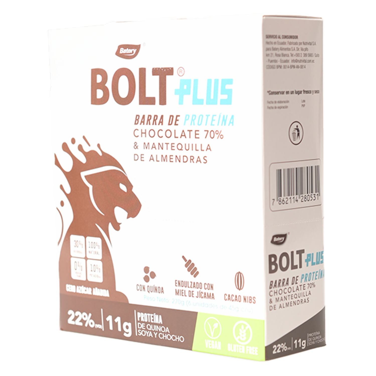 Barra De Cereal Plus Chocolate Maní Y Almendra BOLT 270 G