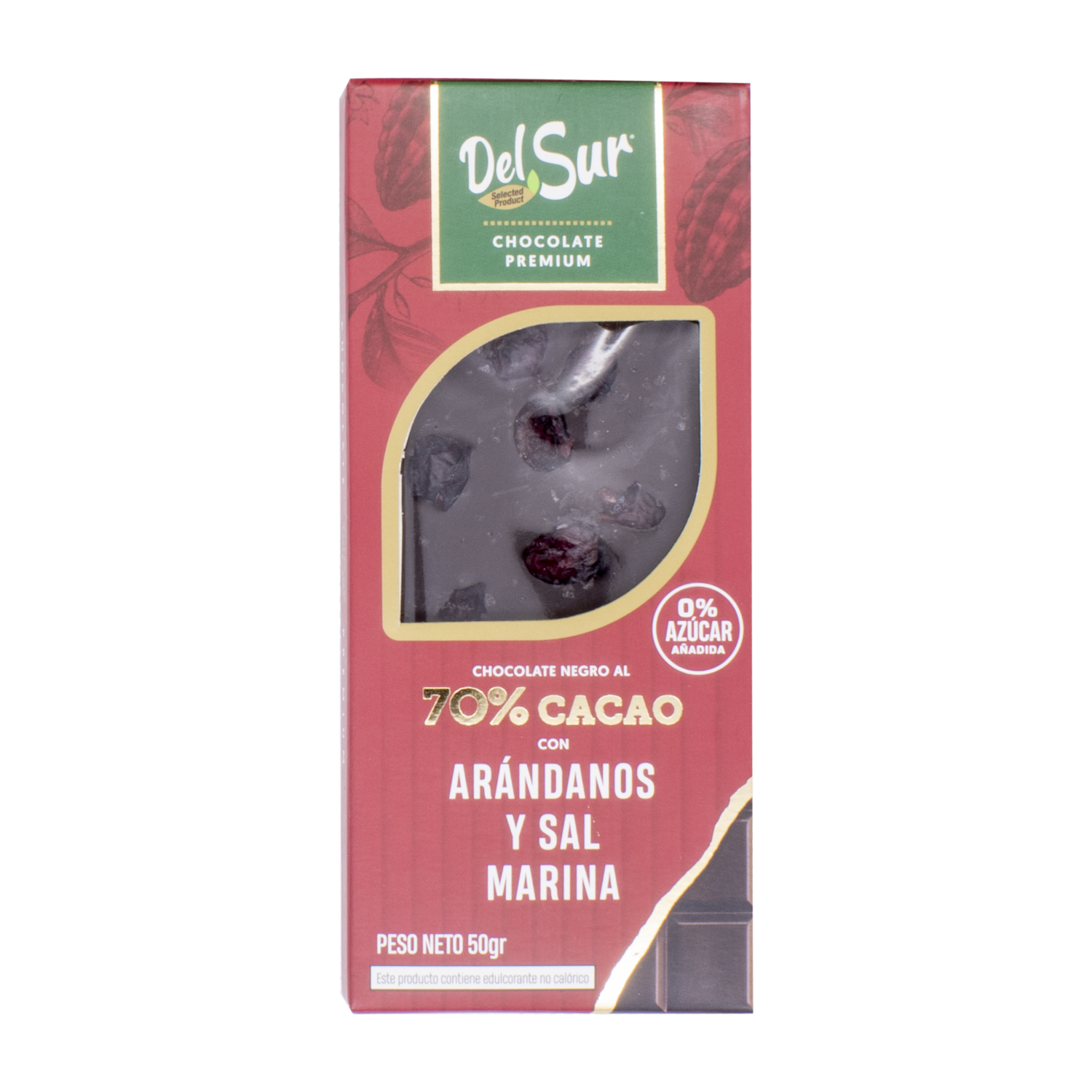 Chocolate Con Arándanos Y Sal Rosada DEL SUR 50 G