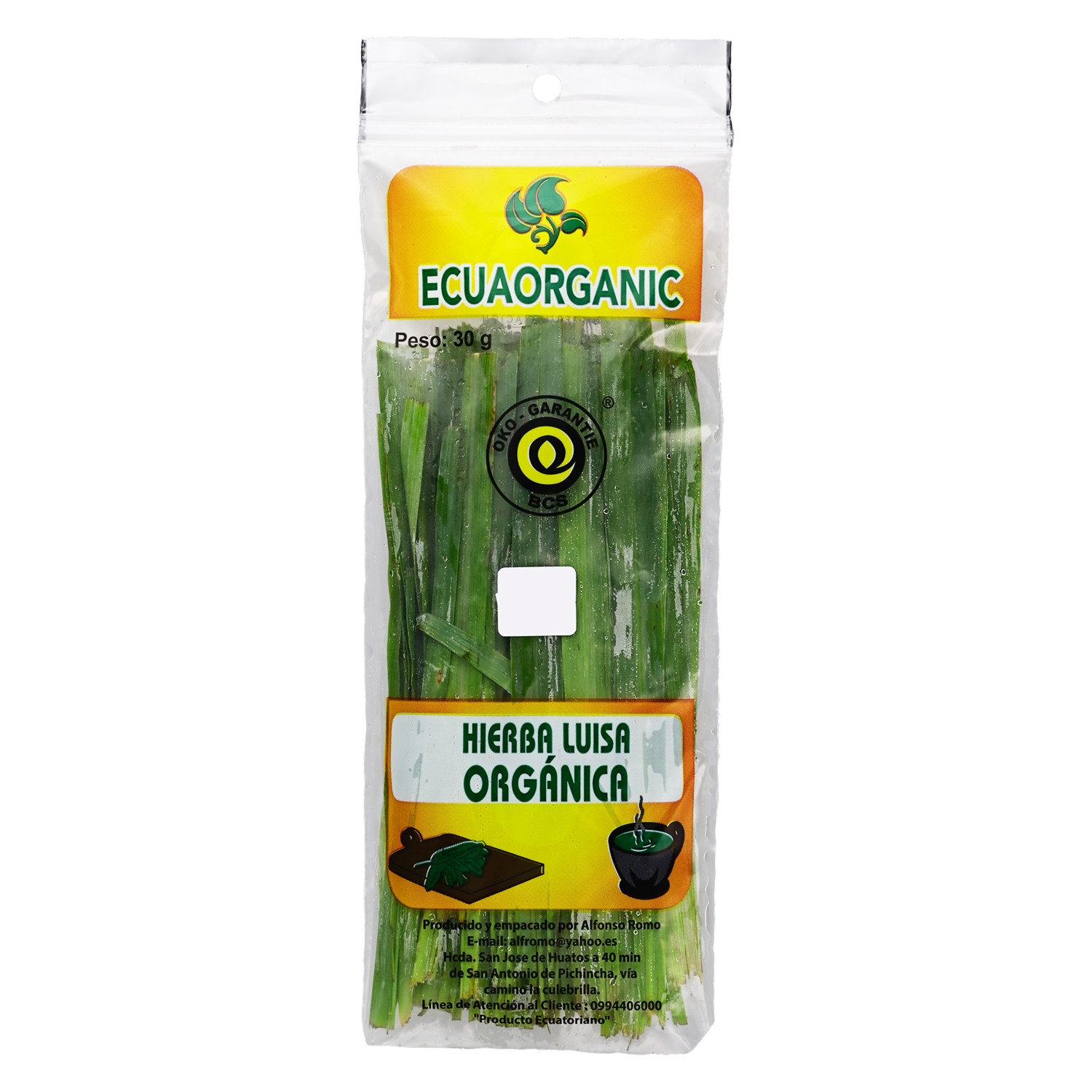 Hierba Luisa Orgánica ECUAORGANIC 30 G