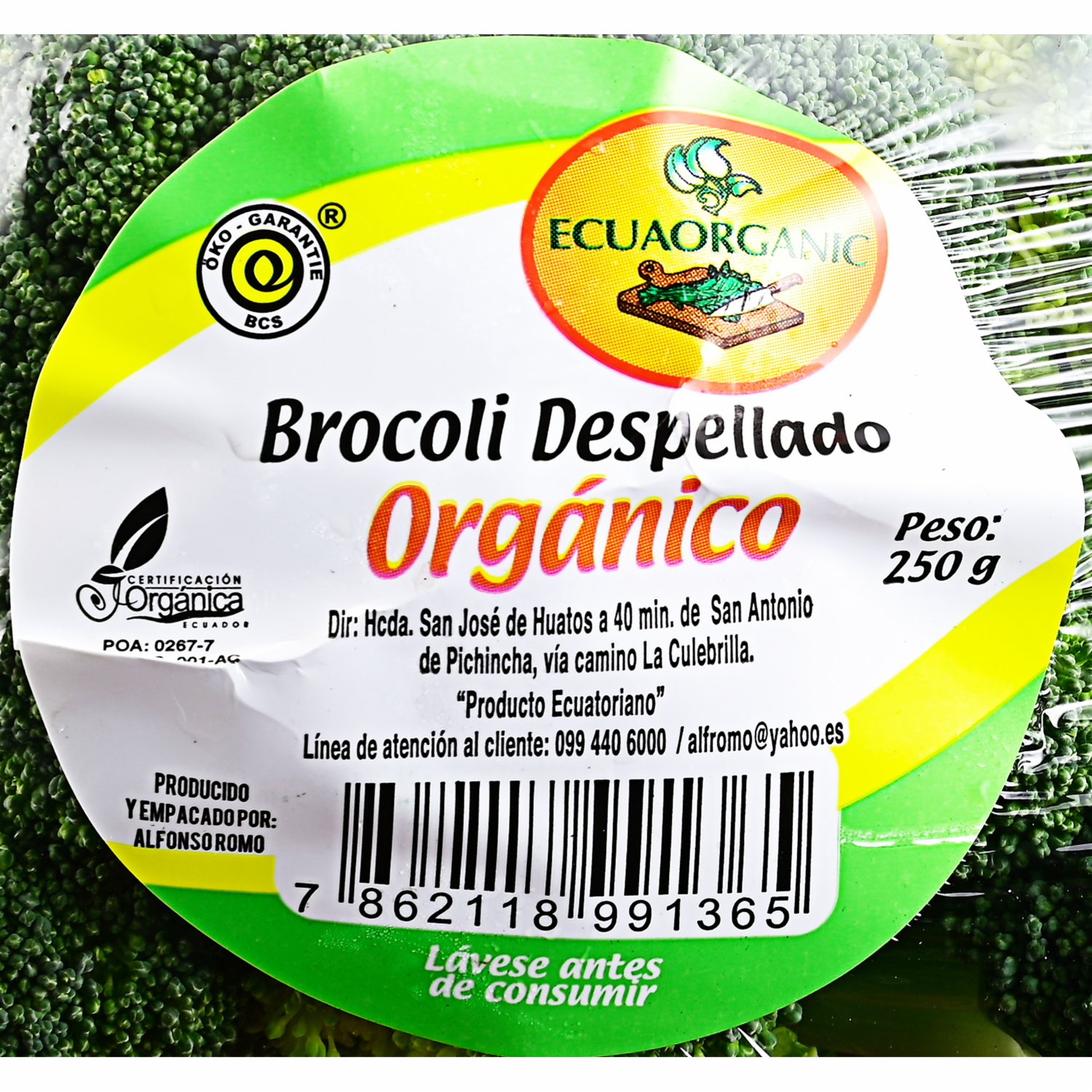 Brócoli Despellado ECUAORGANIC 250 G