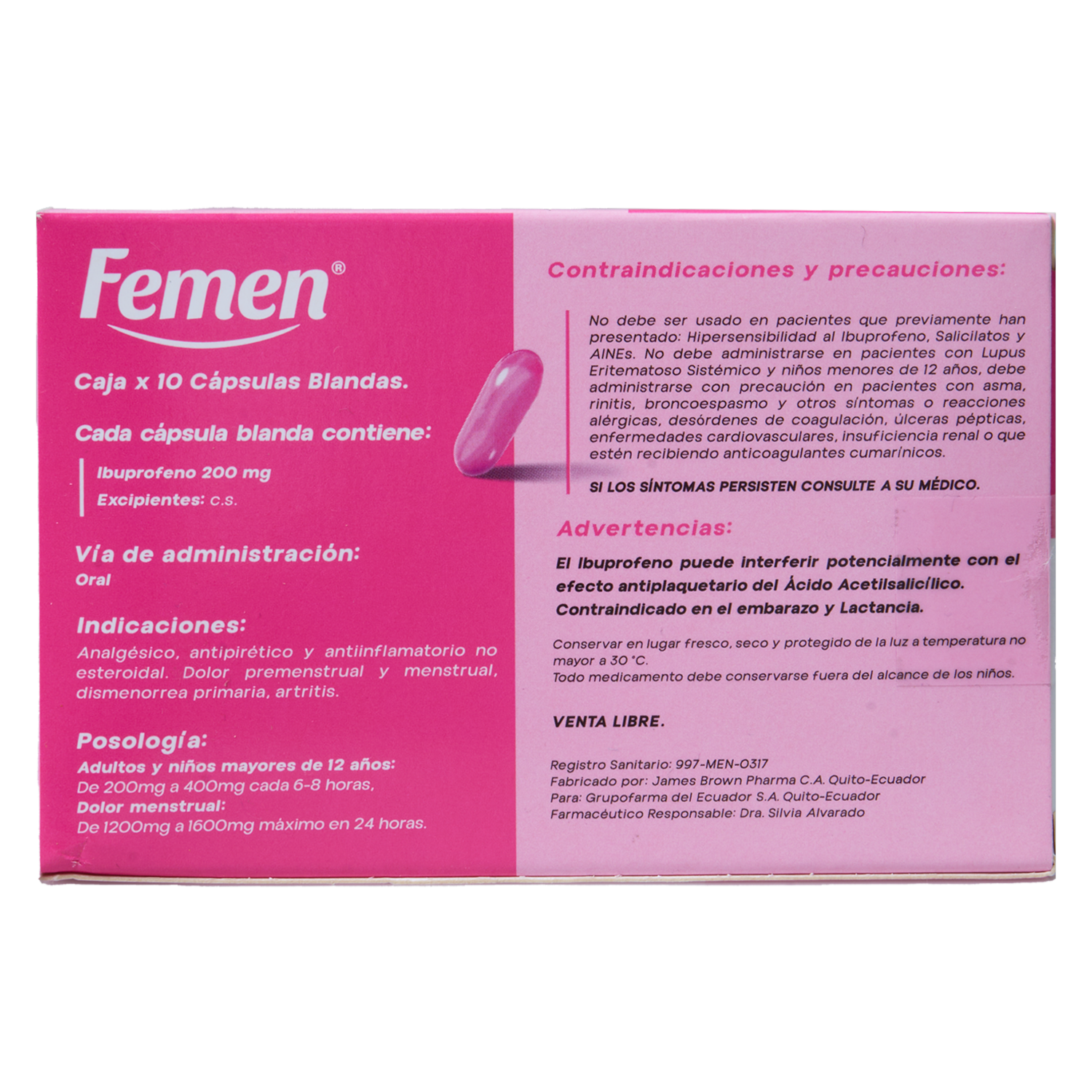 Analgésico En Cápsulas FEMEN 10 Uds