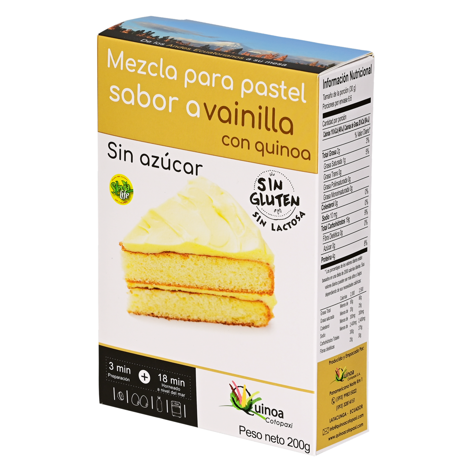 Premezcla De Quinua Para Pastel De Vainilla QUINOA COTOPAXI 200 G