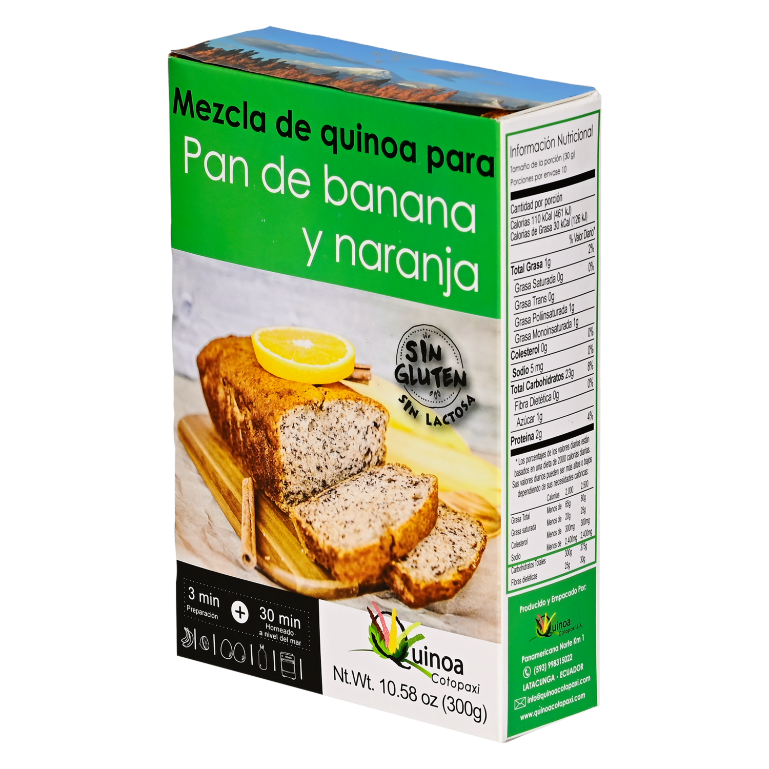 Premezcla De Quinua Para Pan De Banana Y Naranja QUINOA COTOPAXI 300 G