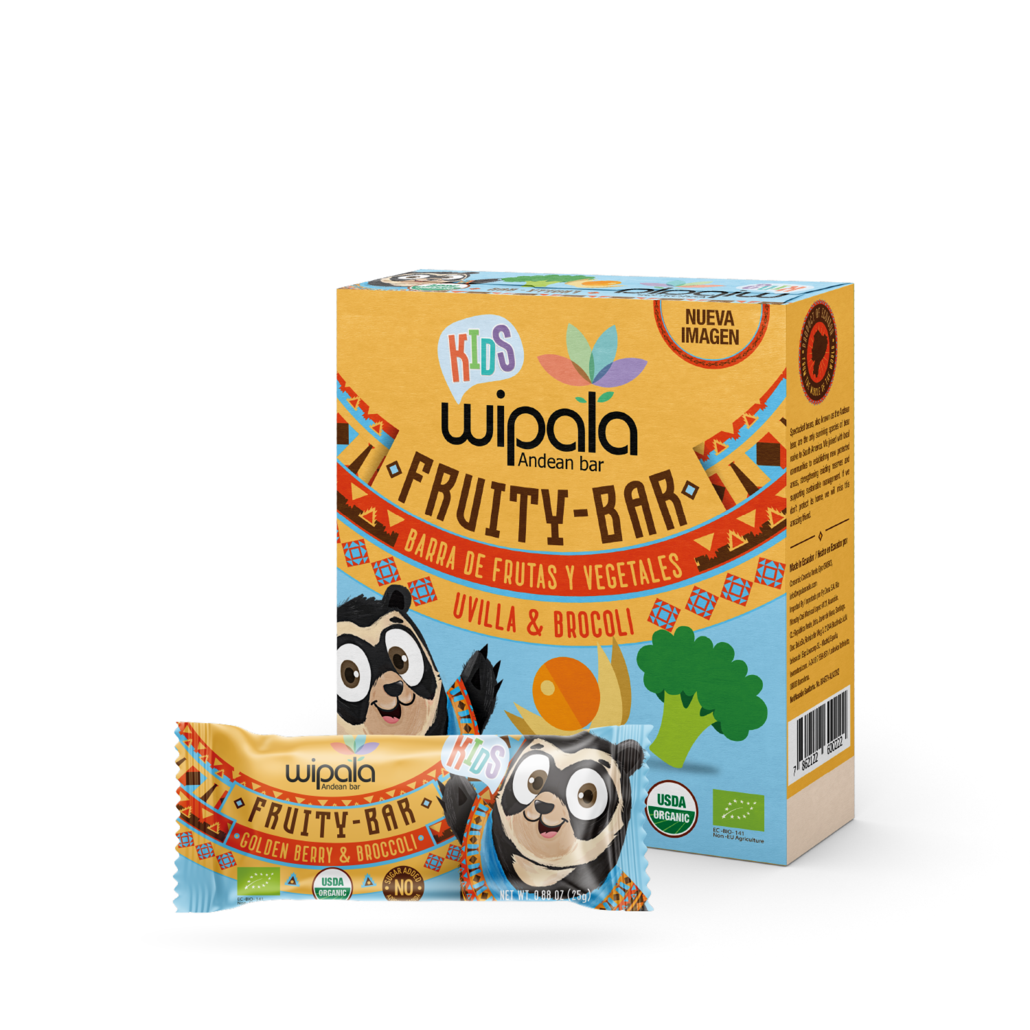 Barra De Cereal Kids Pasta Banano Uvilla Quinua Y Zanahoria WIPALA X6 X 150 G