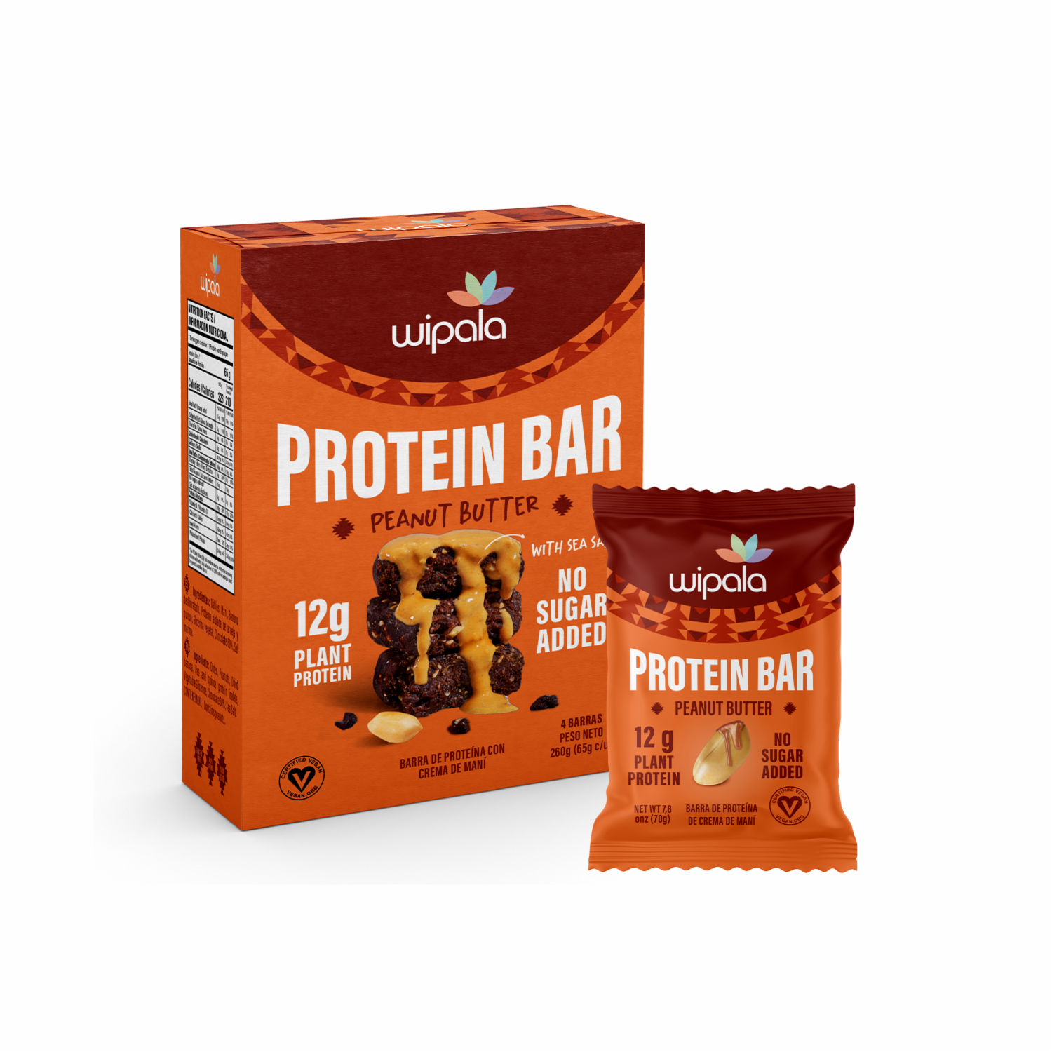Barra De Proteína Mantequilla De Maní WIPALA X4 X 260 G
