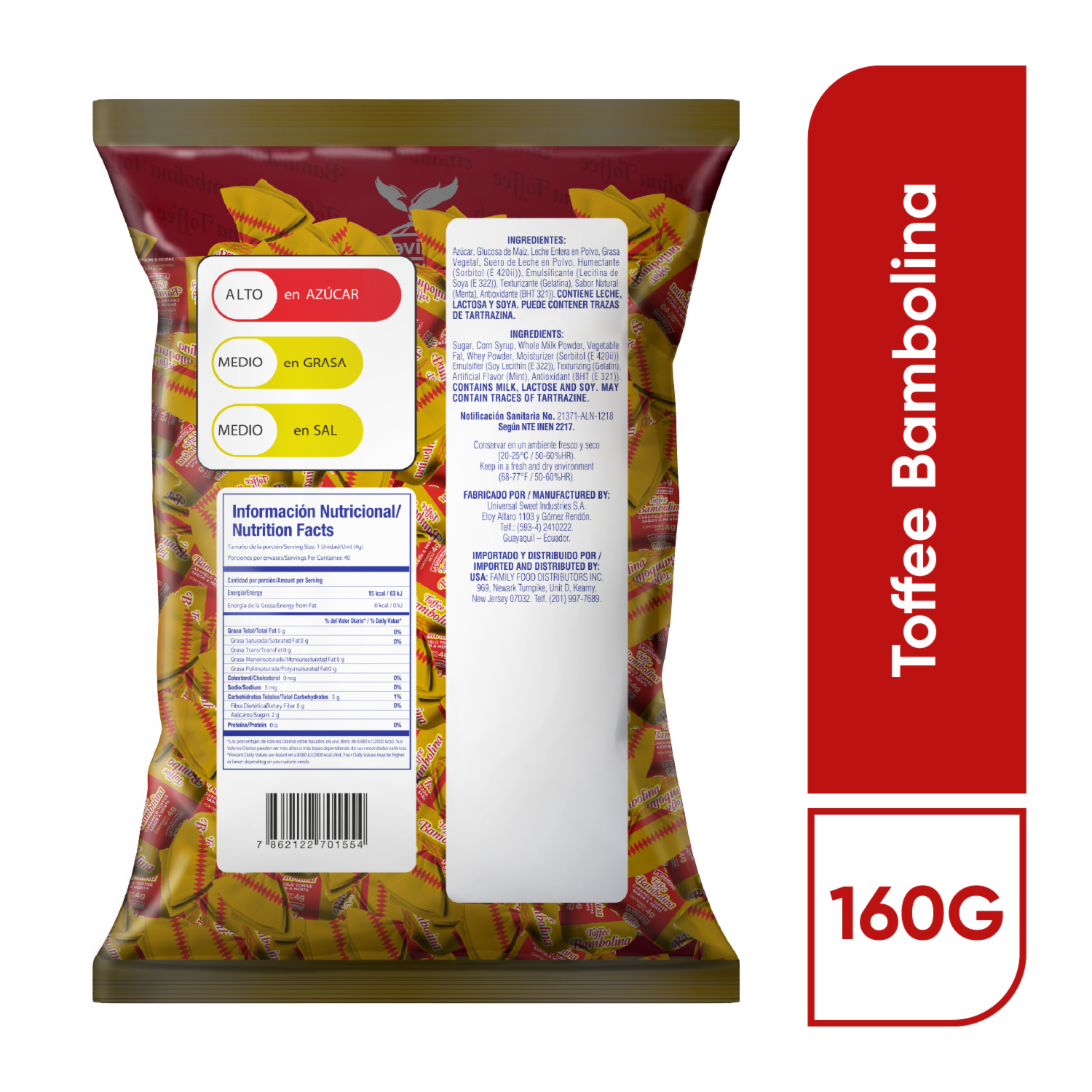 Caramelos Toffe BAMBOLINA 160 G