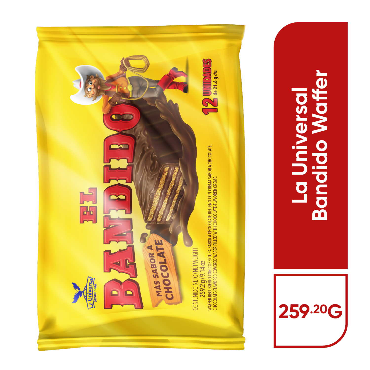Galletas Dulces Waffer De Chocolate BANDIDO 259,2 G