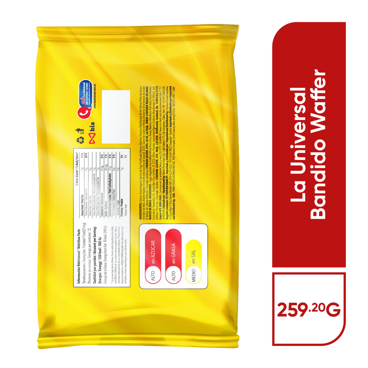 Galletas Dulces Waffer De Chocolate BANDIDO 259,2 G