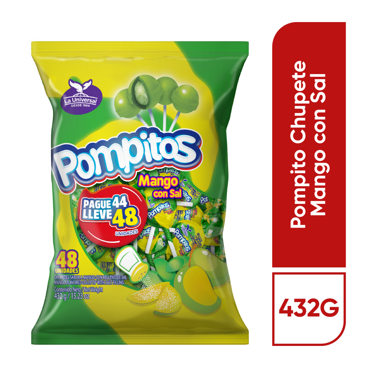 Chupete Mango Con Sal POMPITOS 432 G