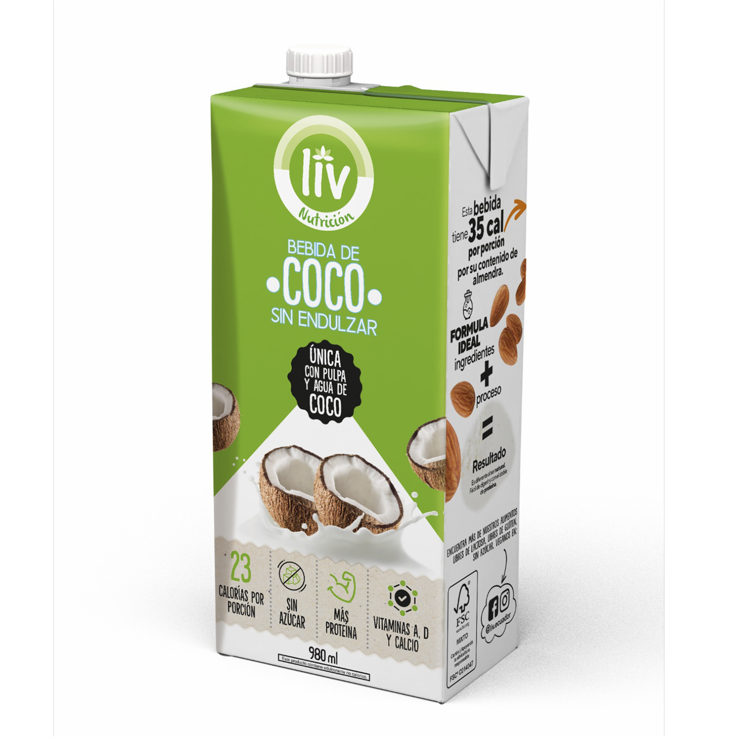 Bebida De Coco Sin Azúcar LIV 980 Ml