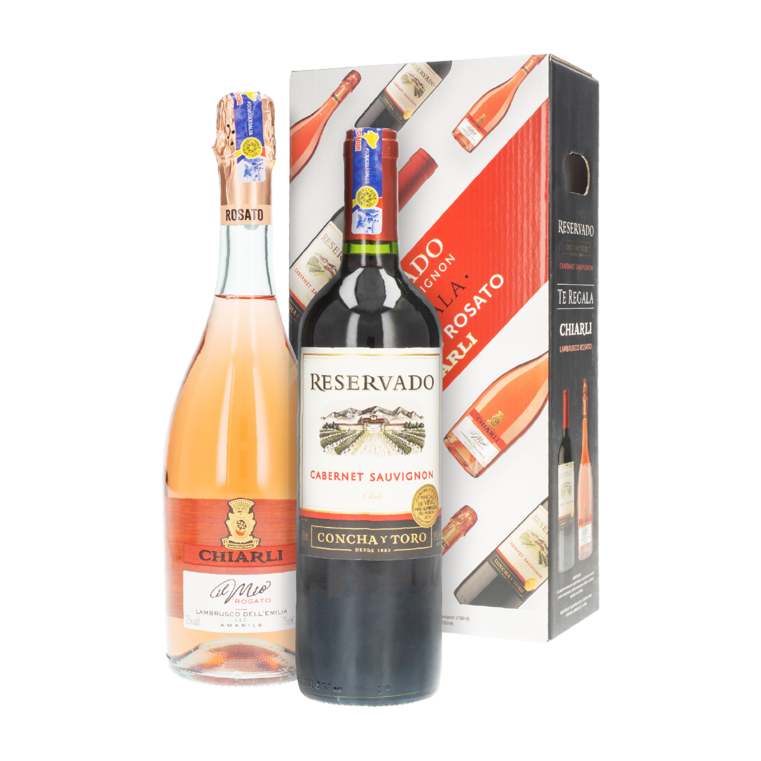 Vino Tinto Cabernet Sauvignon + Lambrusco  Chiarli Rose CASILLERO DEL DIABLO Pack 2 X 750 Ml