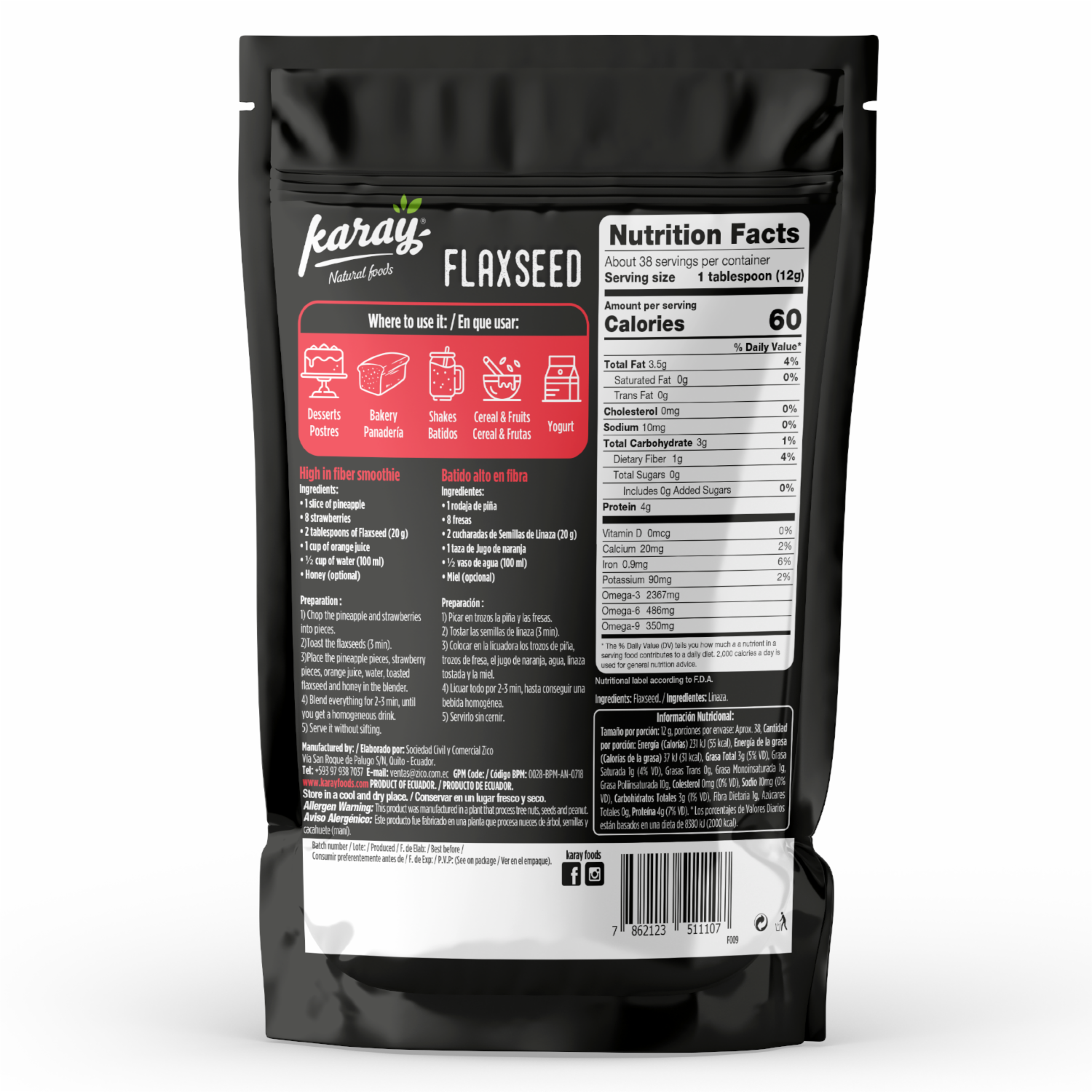 Linaza Molida Premium KARAY 454 G