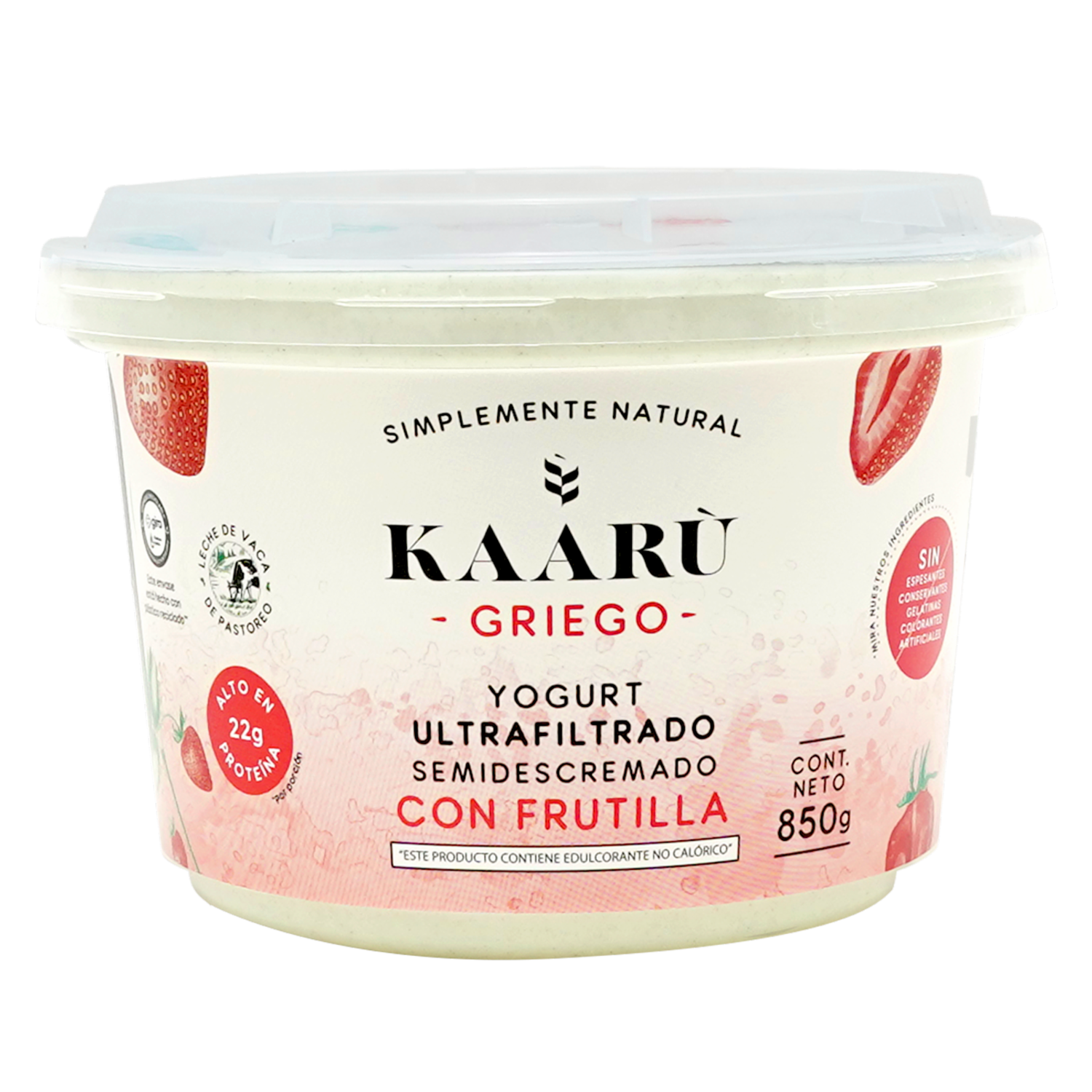 Yogurt Griego Ultrafiltrado Semidescremado Con Frutilla KAARÙ 850 G