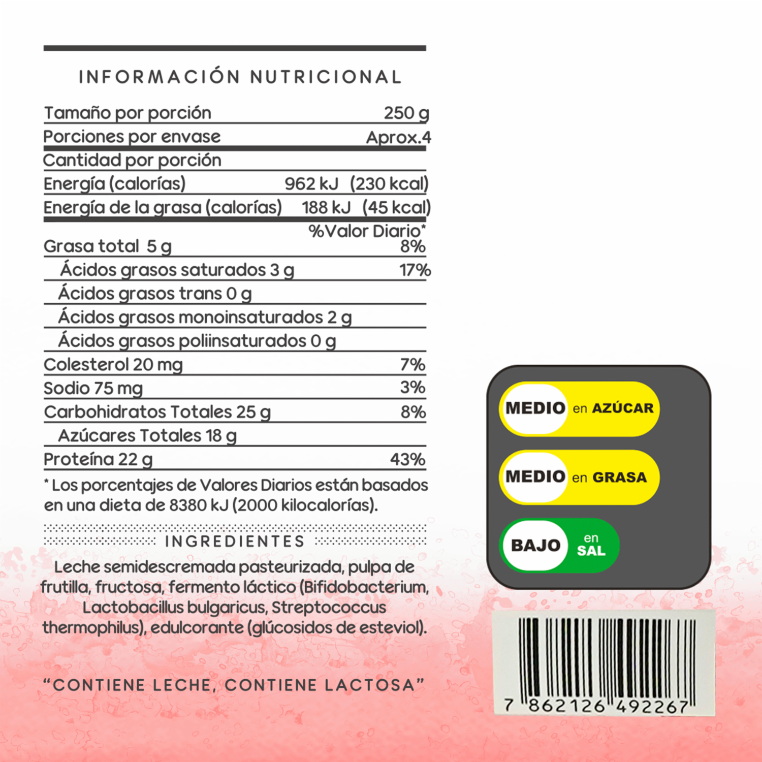 Yogurt Griego Ultrafiltrado Semidescremado Con Frutilla KAARÙ 850 G
