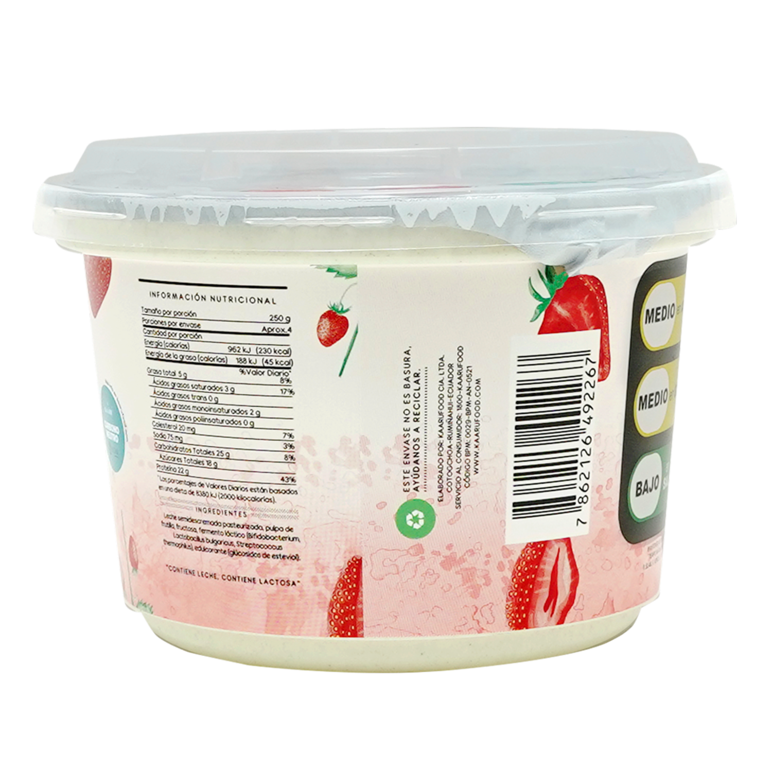 Yogurt Griego Ultrafiltrado Semidescremado Con Frutilla KAARÙ 850 G