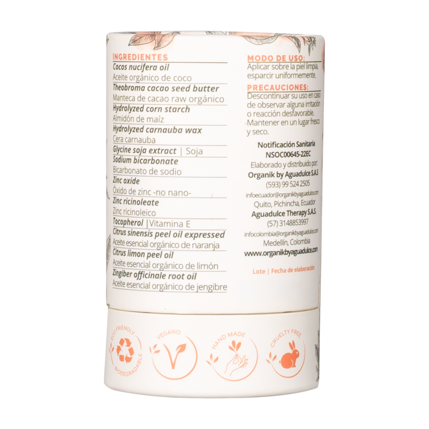 Desodorante En Barra Fragancia Frutal ORGANIK 50 G