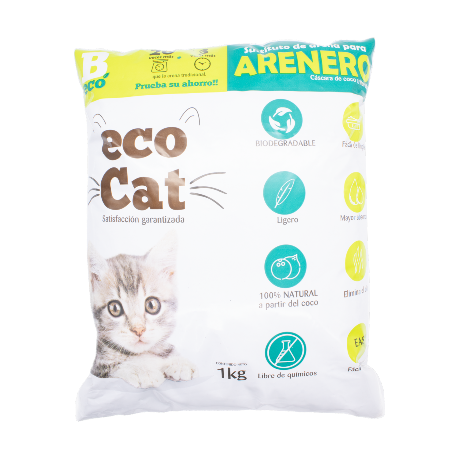 Arena Para Gatos De Coco ECO CAT 1 KG