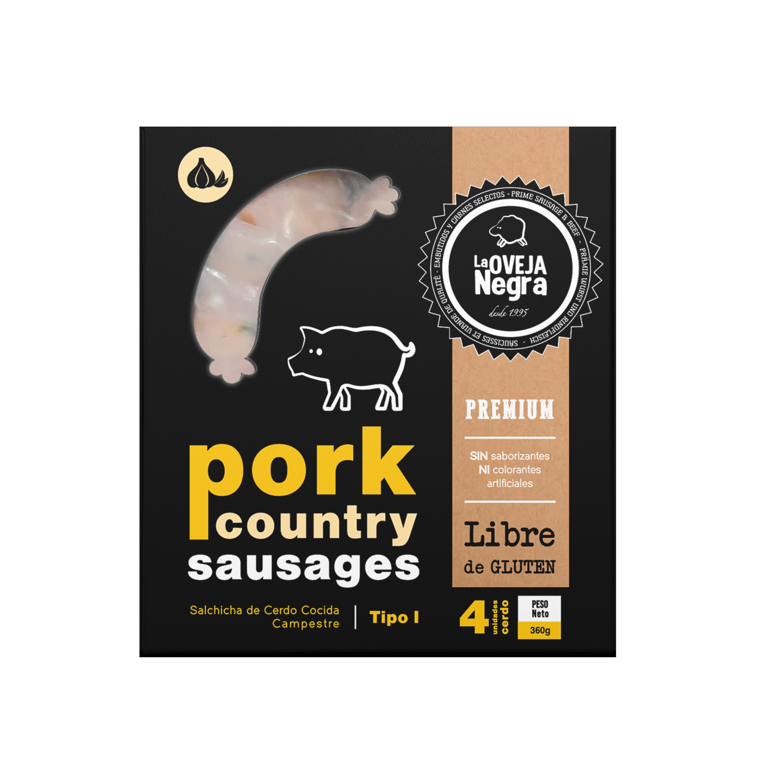 Chorizo De Cerdo Campestre Tipo I LA OVEJA NEGRA 360 G