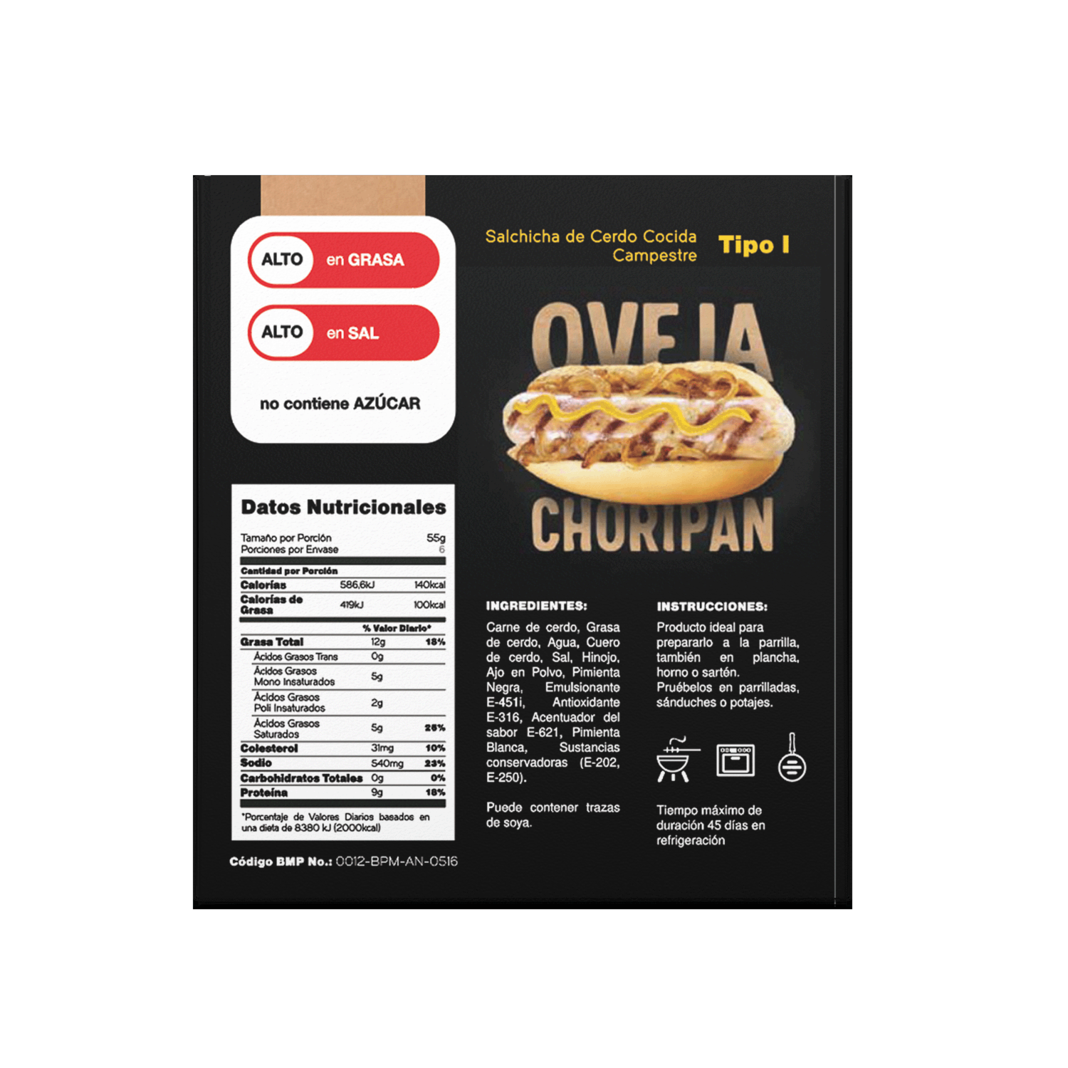 Chorizo De Cerdo Campestre Tipo I LA OVEJA NEGRA 360 G