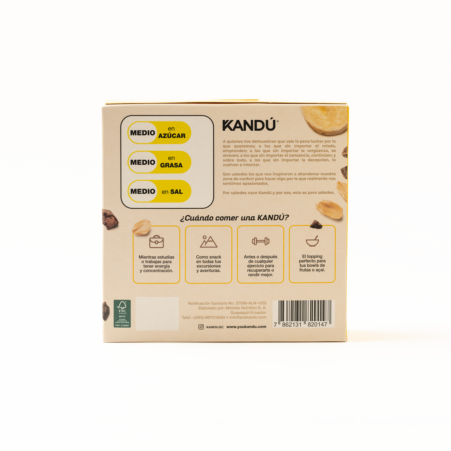 Barra Energética Banano Y Chocolate KANDÚ 210 G