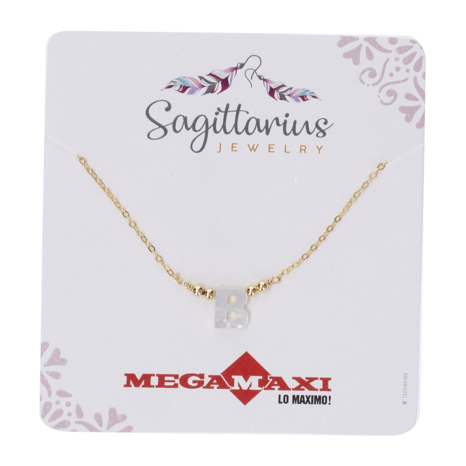 Collar Para Dama Diseño Nácar Con Dije Letra B SAGITTARIUS JEWERLY Unidad