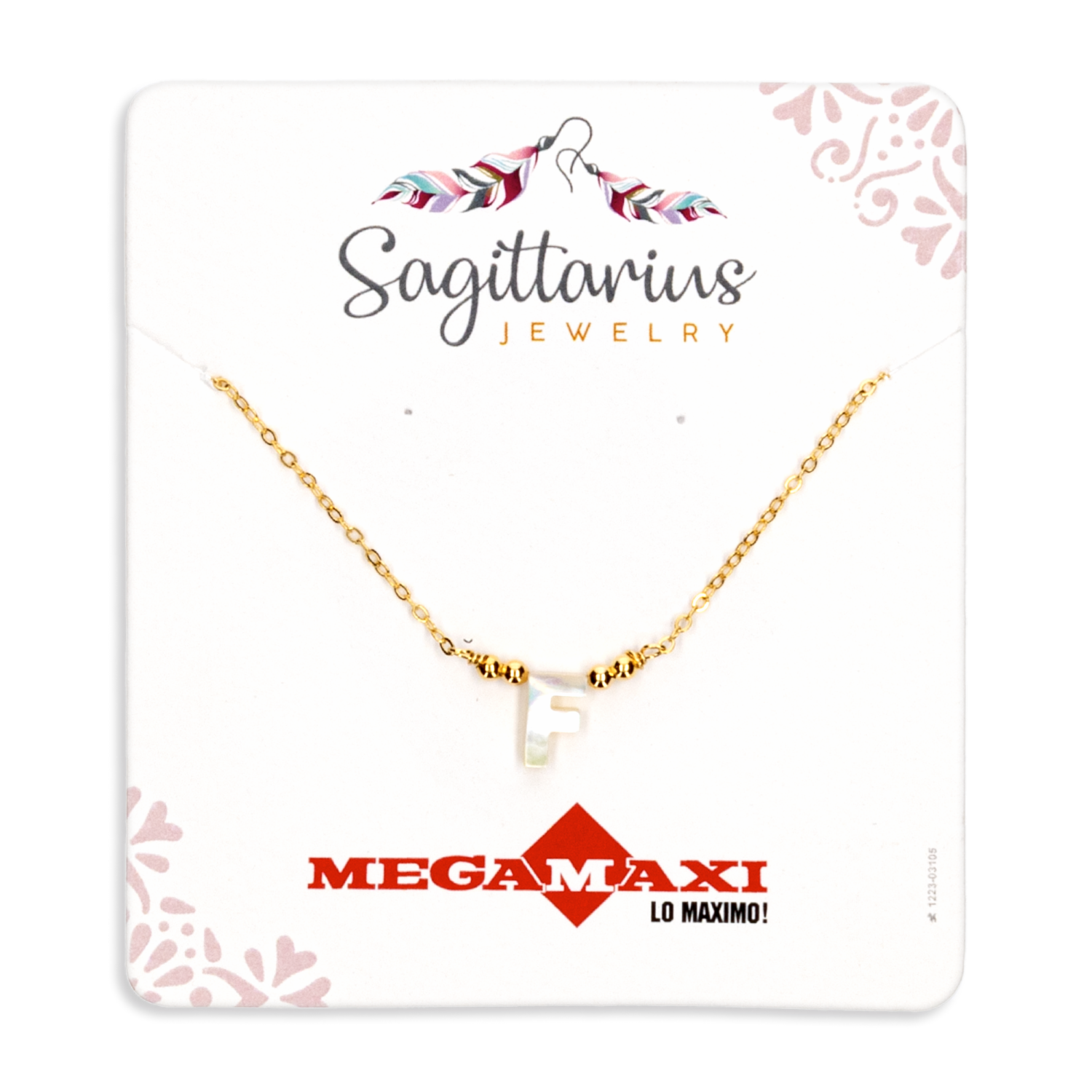 Collar Para Dama Diseño Nácar Con Dije Letra F SAGITTARIUS JEWERLY Unidad