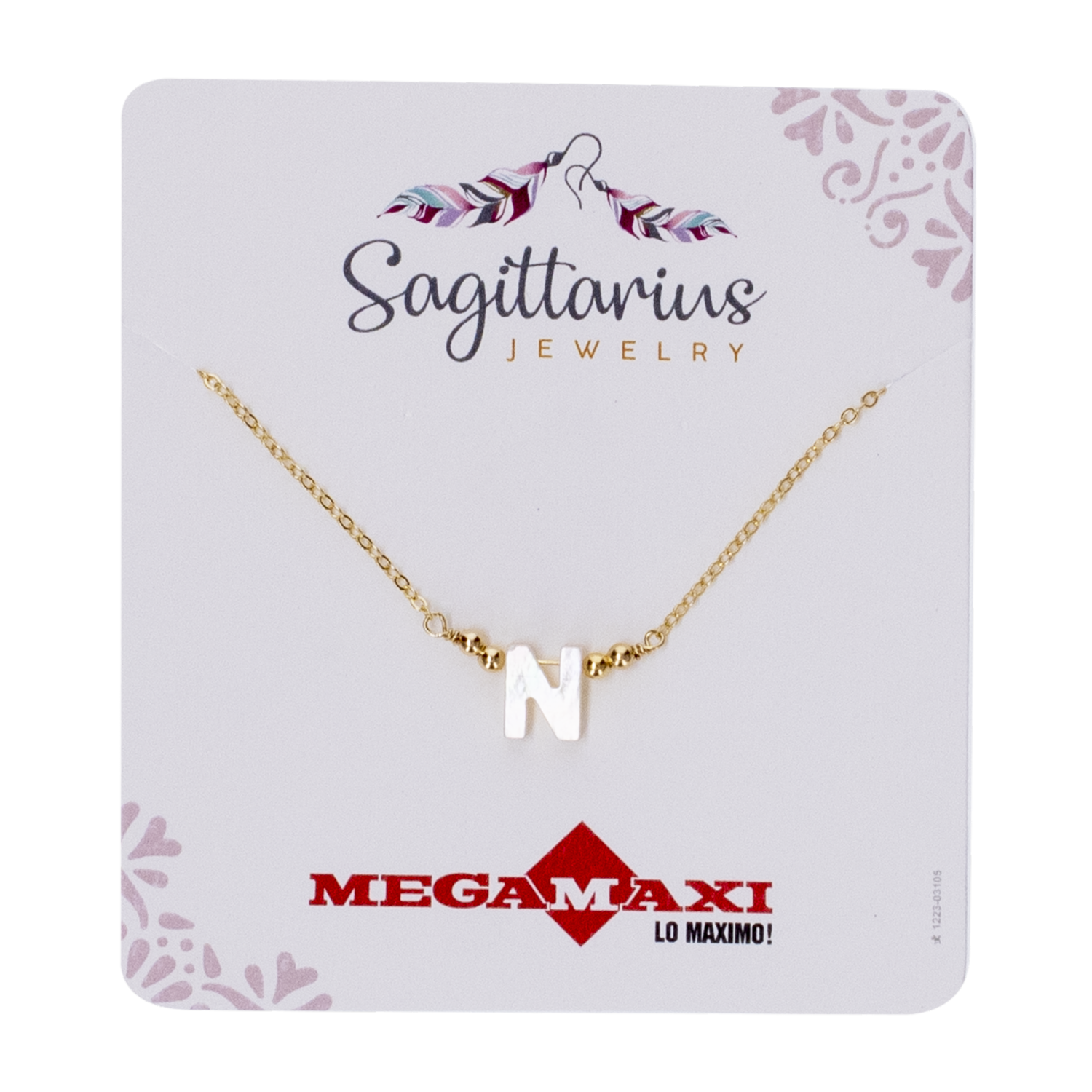 Collar Para Dama Diseño Nácar Con Dije Letra N SAGITTARIUS JEWERLY Unidad
