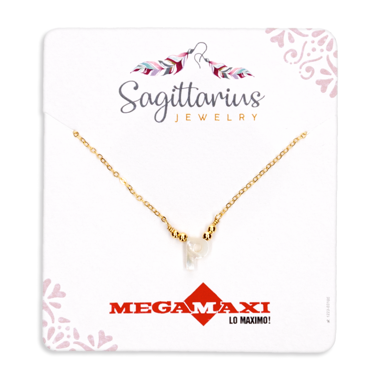 Collar Para Dama Diseño Nácar Con Dije Letra P SAGITTARIUS JEWERLY Unidad