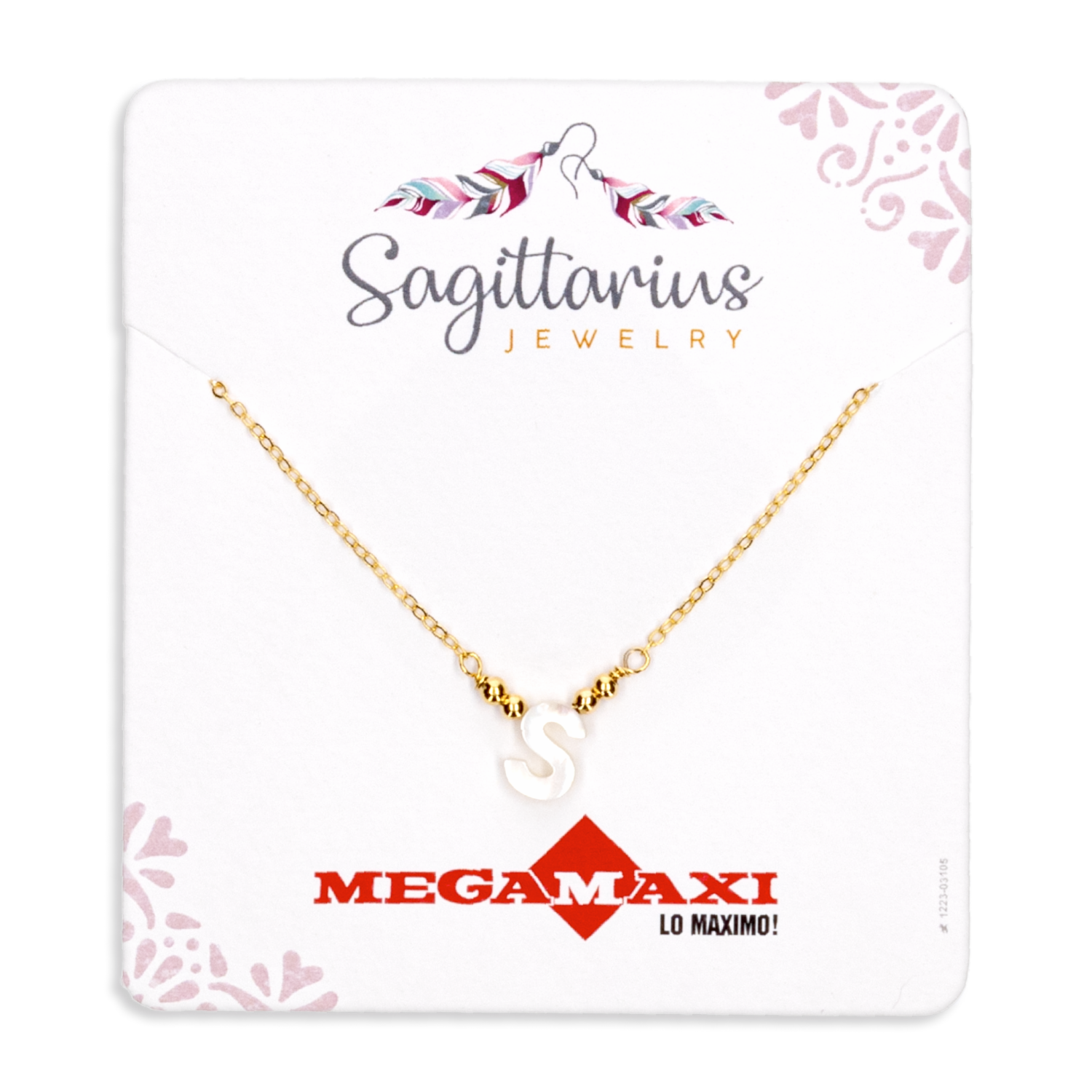 Collar Para Dama Diseño Nácar Con Dije Letra S SAGITTARIUS JEWERLY Unidad