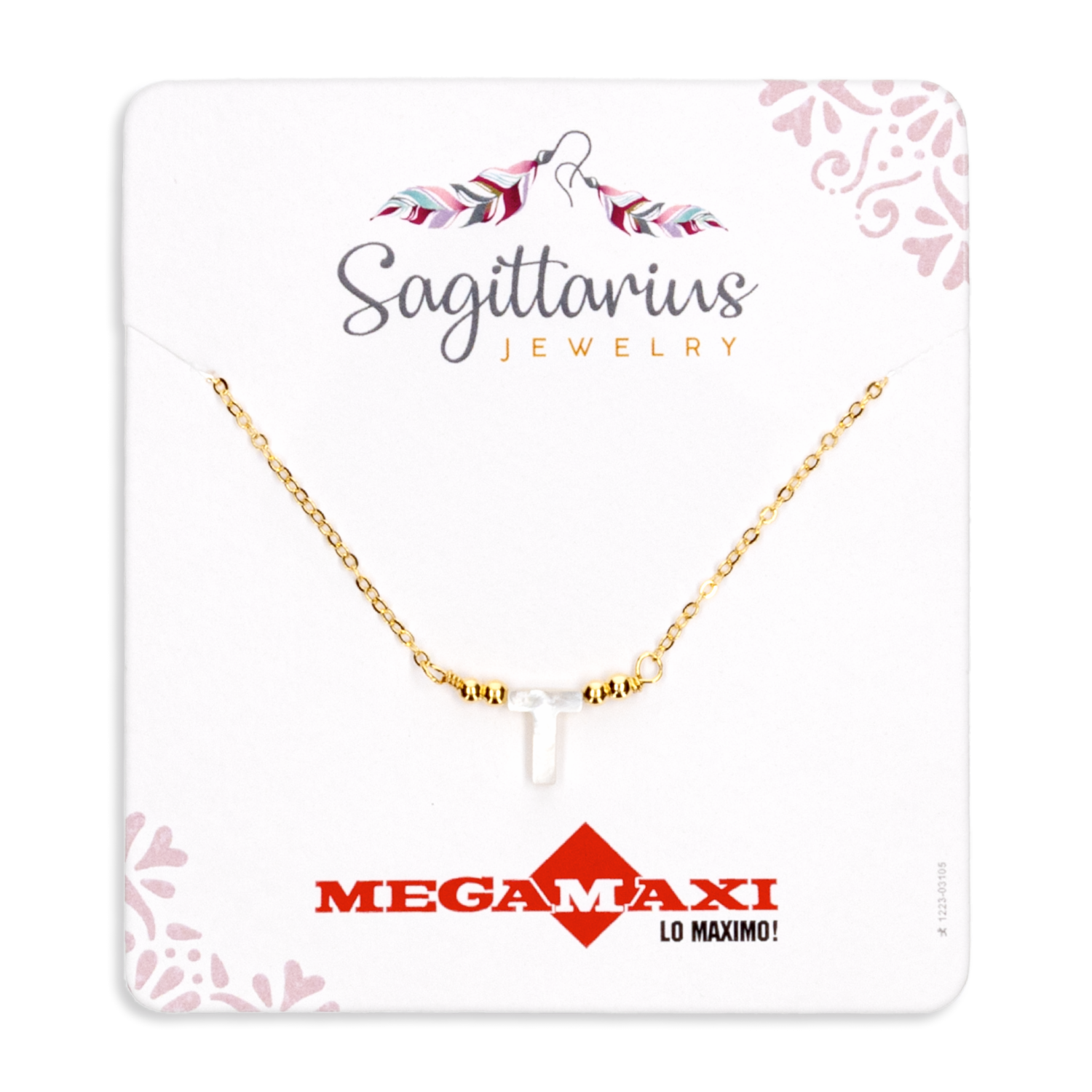 Collar Para Dama Diseño Nácar Con Dije Letra T SAGITTARIUS JEWERLY Unidad