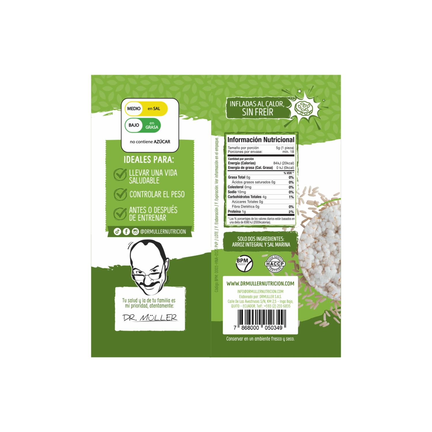 Galletas De Arroz Sin Gluten Sin Azúcar DR. MÜLLER 110 G