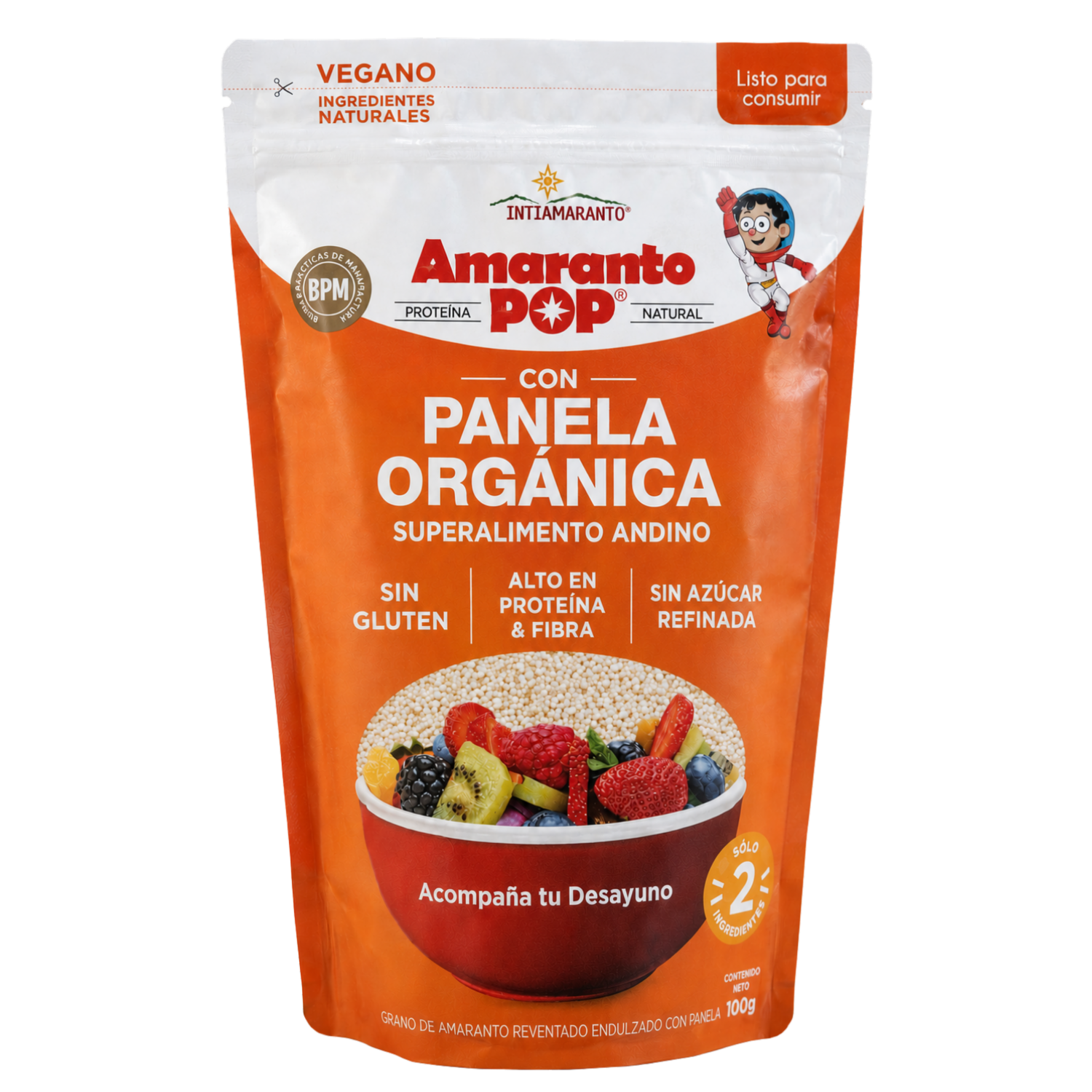 Amaranto Pop Reventado Endulzado Con Panela INTIAMARANTO 100 G